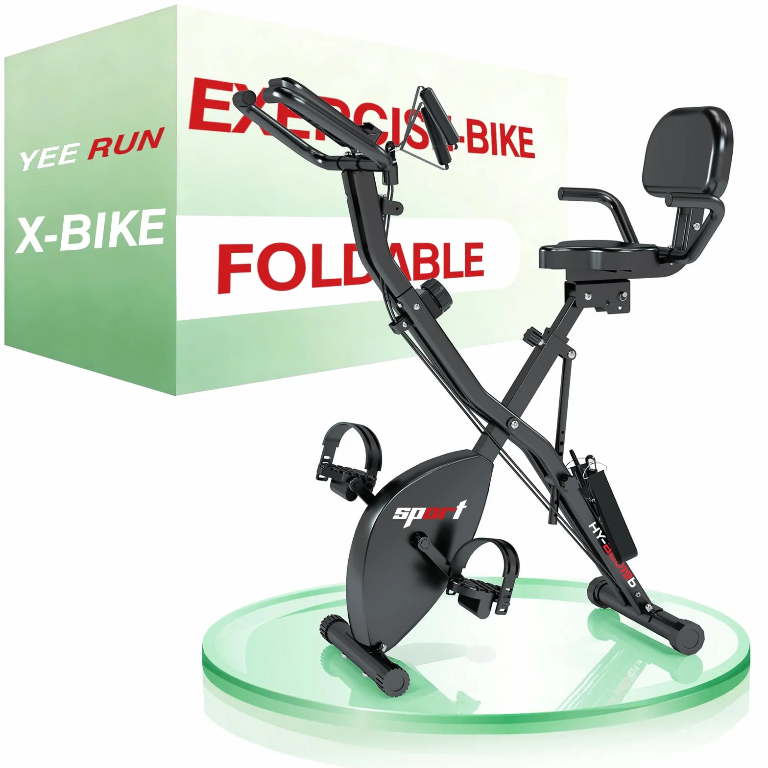 Vélo d'appartement pliable 4 en 1 avec écran LCD et mesure du pouls - 8 niveaux de résistance magnétique, capacité 120 kg