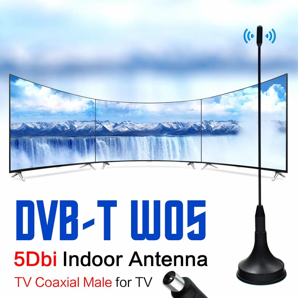 Antenne TV Intérieure TNT HD DTA180 - Antenne Puissante, Compacte et Portable avec Base Magnétique, pour Réception Télévisuelle en France et Belgique, pour Maison, Camping-Car, Caravane - Noir