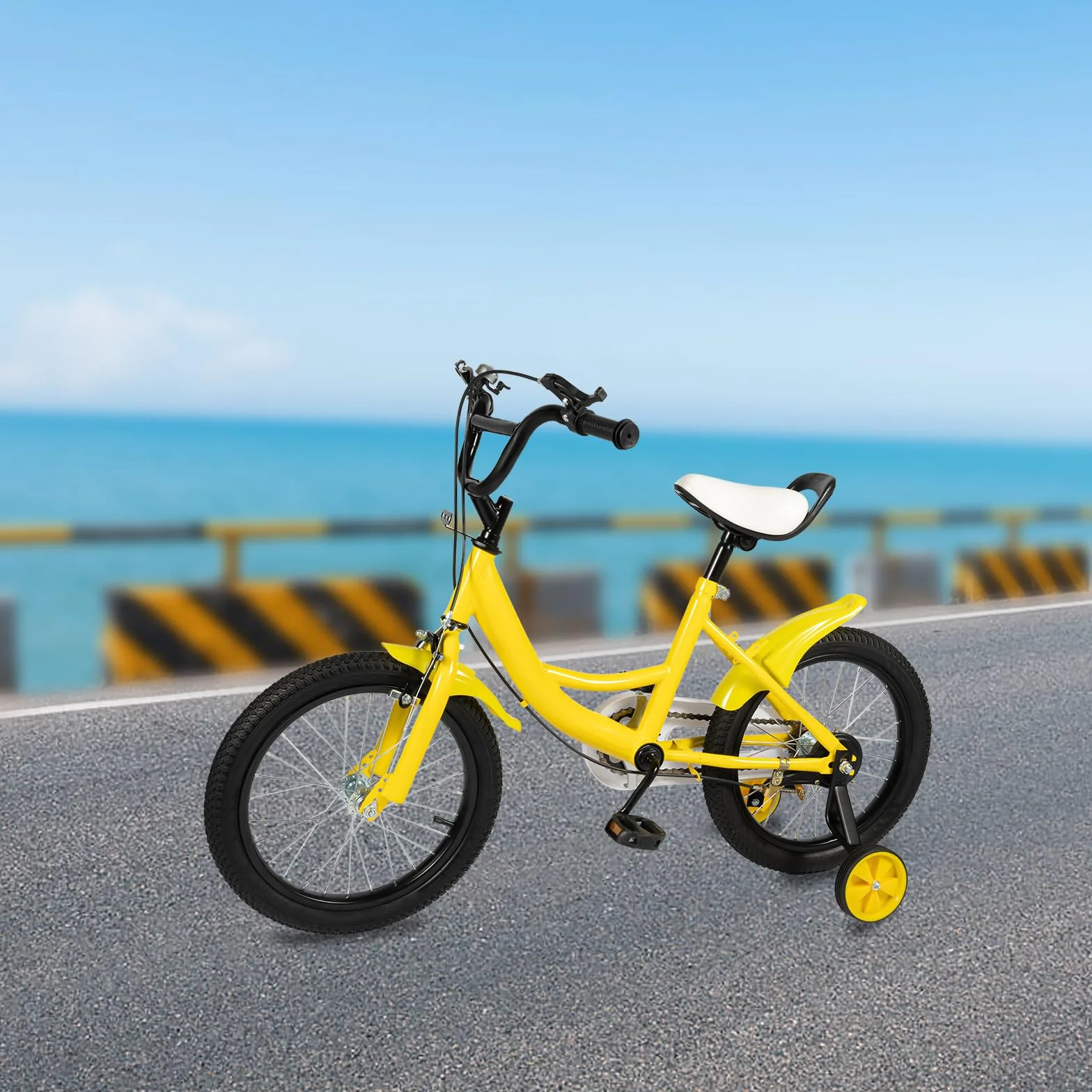 Vélo enfant 16 pouces roues stabilisatrices garçons filles 4-8 ans guidon selle réglables cadre acier carbone double freinage