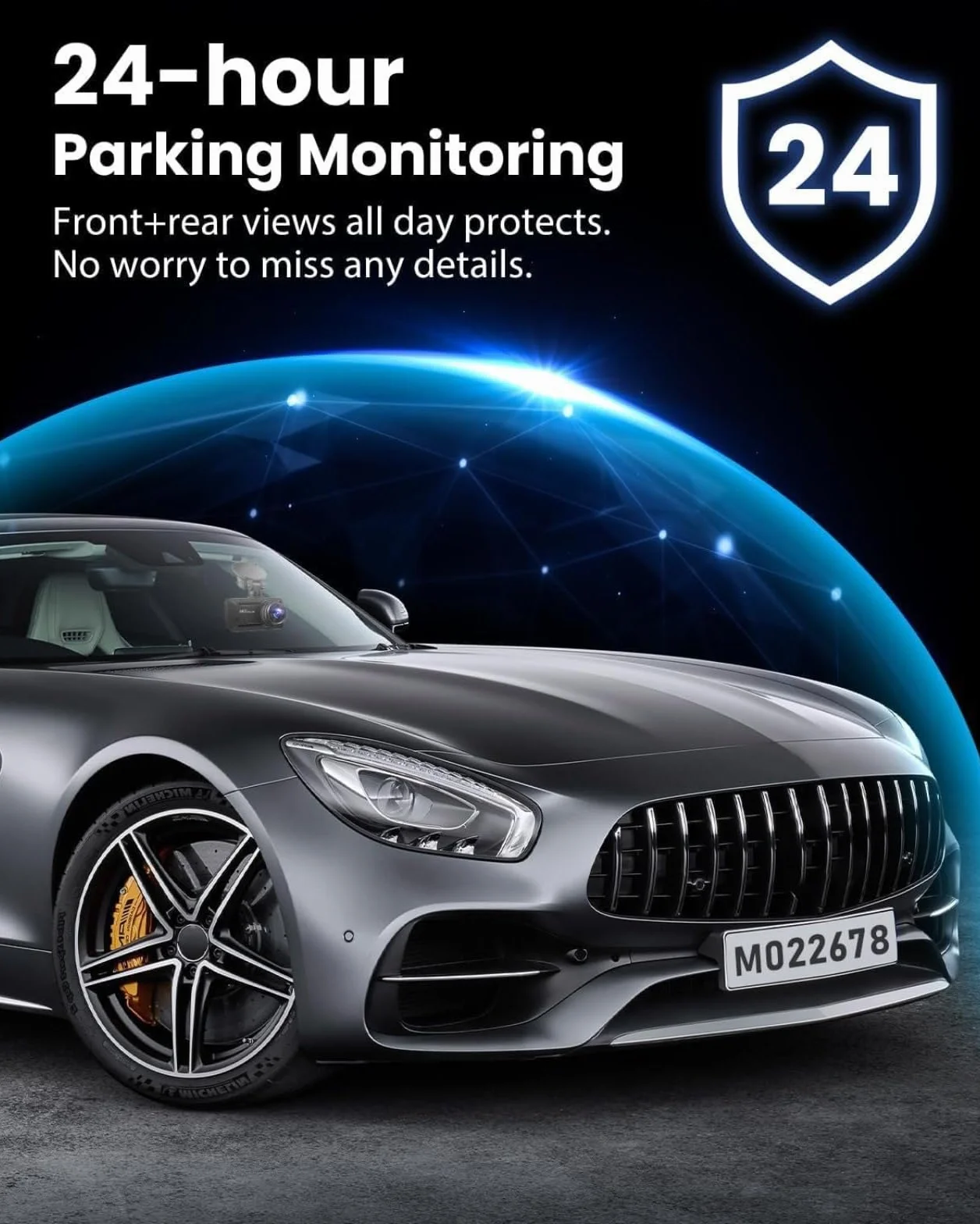 Oryzom Dashcam 4K Pro Enregistrement Ultra HD caméras Avant/arrière Capteur G WDR Vision Nocturne Surveillance 24h/24 1080P 32Go
