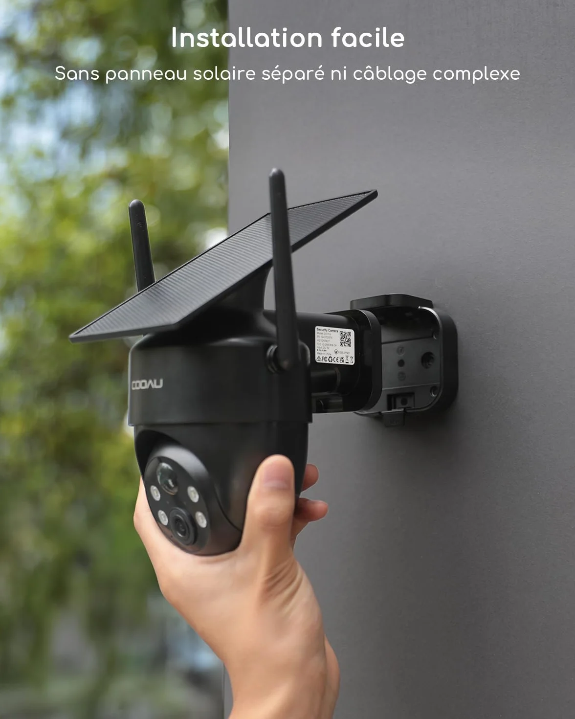 COOAU Caméra Surveillance WiFi Extérieure sans Fil 3MP 360° PTZ, Wi-Fi 6, Détection PIR, IP66