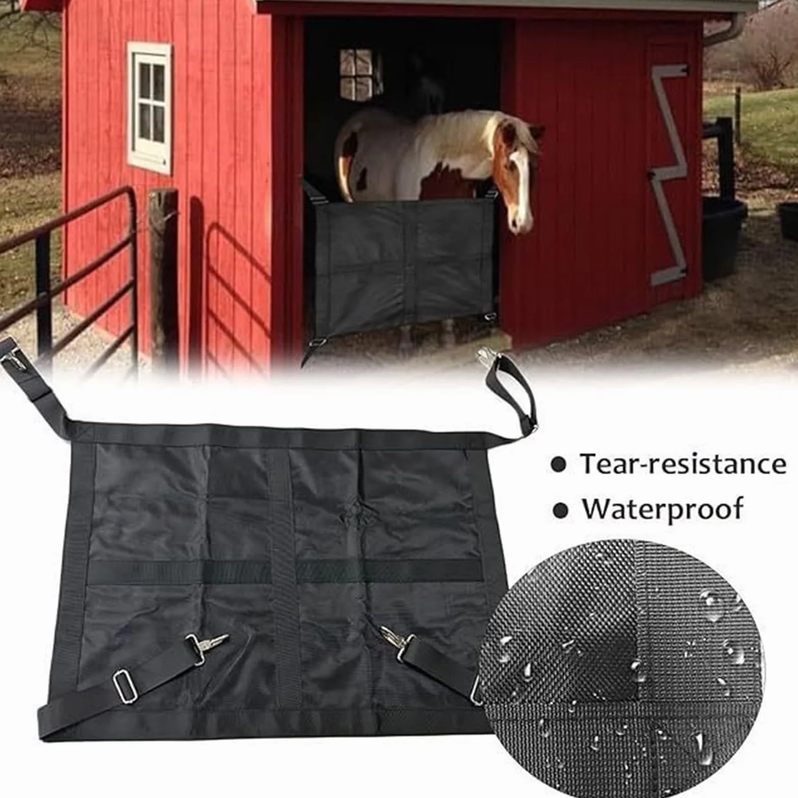 Porte de Box pour Chevaux avec Sangles Réglables - Protection pour Écuries Centres Équestres
