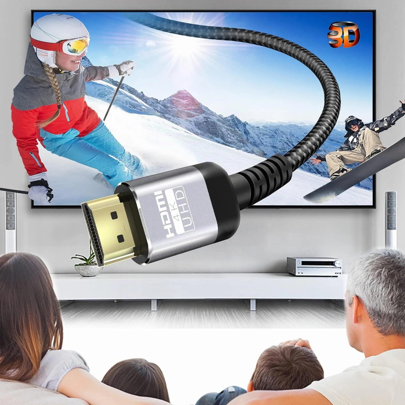 Câble HDMI 4K 5m HDMI 2.0 18 Gbps 4K@60Hz HDR ARC HDCP2.2 CEC Ethernet tressé pour UHD moniteur Xbox PS4 PS5