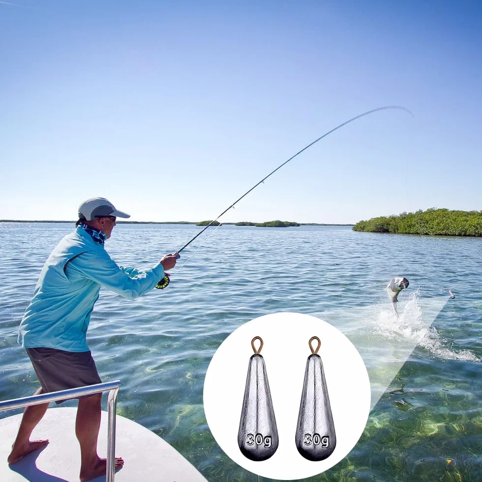 Lot de 20 Plomb Pêche Mer 30g Drop Shot Poids pour Pêche en Eau Douce