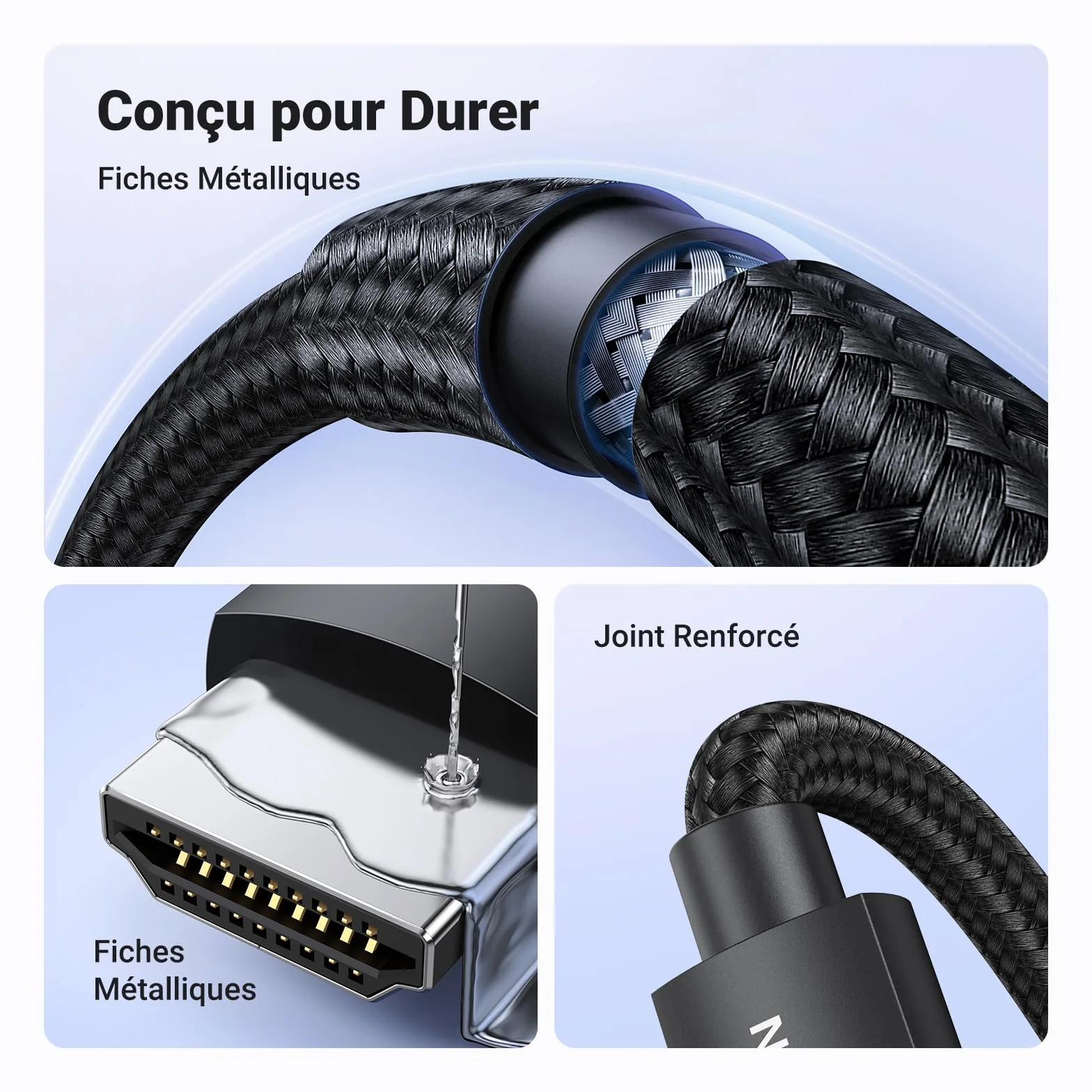 UGREEN 10K 8K 60Hz Câble HDMI 2.1 Certifié 4K 240Hz UHD Haute Vitesse 48Gbps 3D eARC HDR 10+ VRR HDCP 2.3 Dolby Vision Compatible avec Switch PS5 PS4 Xbox One X HDTV MacBook Pro Mac Mini M4 (2M)