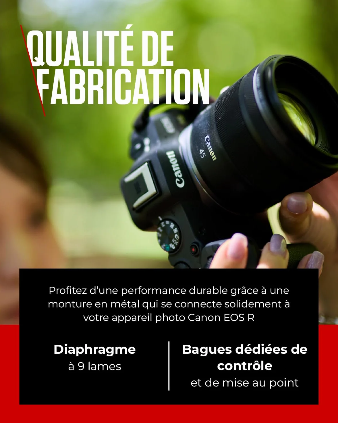 Objectif Canon RF 45mm F1.2 STM – Objectif Canon Lumineux pour Appareil Photo numérique | Idéal pour Portraits, léger et Compact | Compatible Canon EOS R