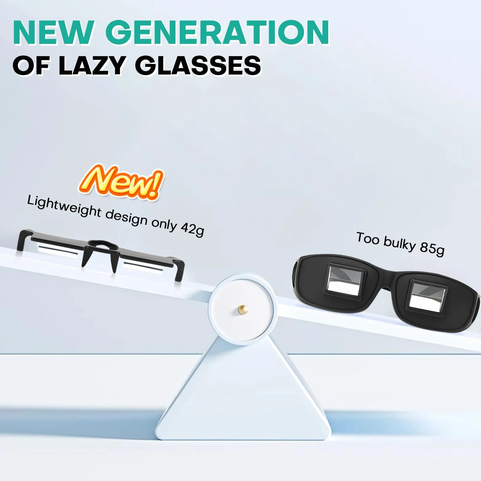 Lazy Glasses,Lunettes de Lecture,HD Glasses,90° Laying Down Prism Glasses,Lunettes Paresseuses,Super Lightweight Reading Glasses,Horizontal Lazy Prisme pour Lire,Regarder la Télévision-Noir