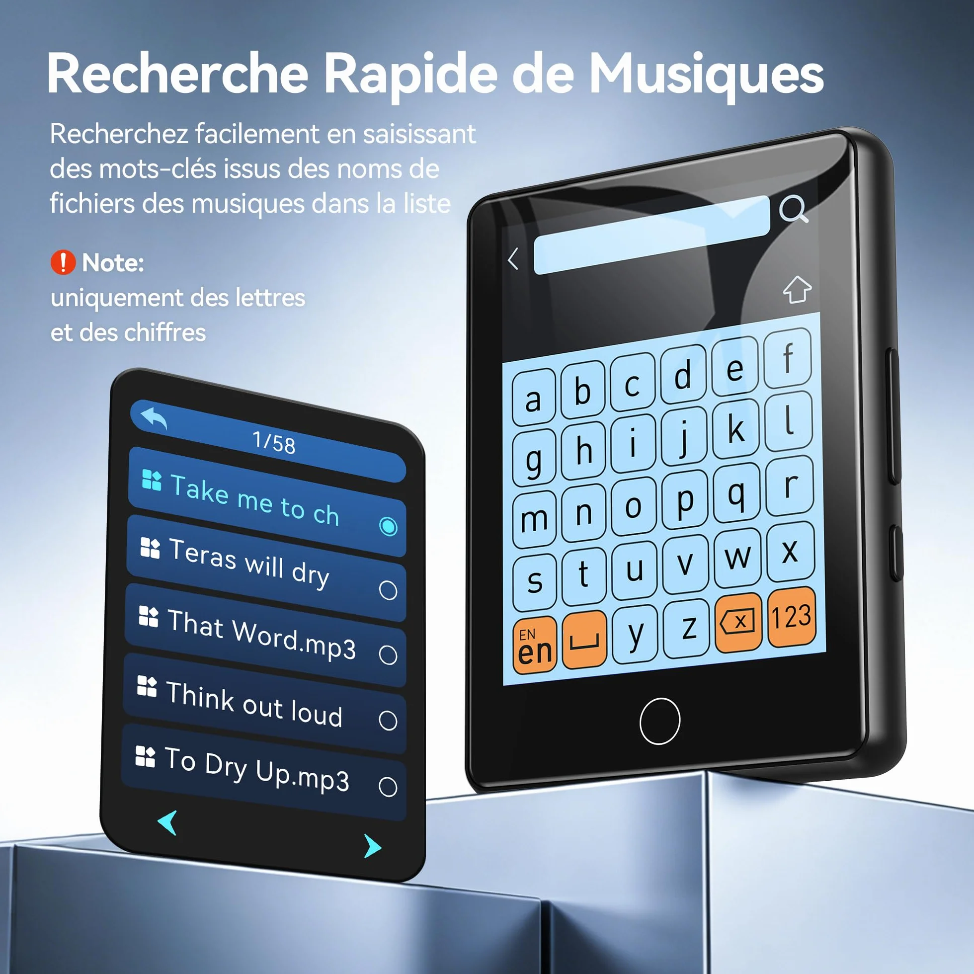 AGPTEK Lecteur MP3 Bluetooth 5.3 64Go, Baladeur Numérique 2.8" Écran Tactile HiFi Sport avec Haut-Parleur Radio FM Enregistreur