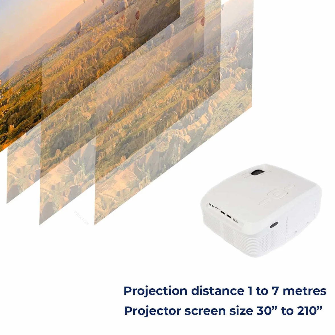 PRIXTON Vidéoprojecteur Portable Picasso WiFi 9000 Lumen 260 ANSI Full HD 4K Écran 100" Télécommande HDMI USB MicroSD