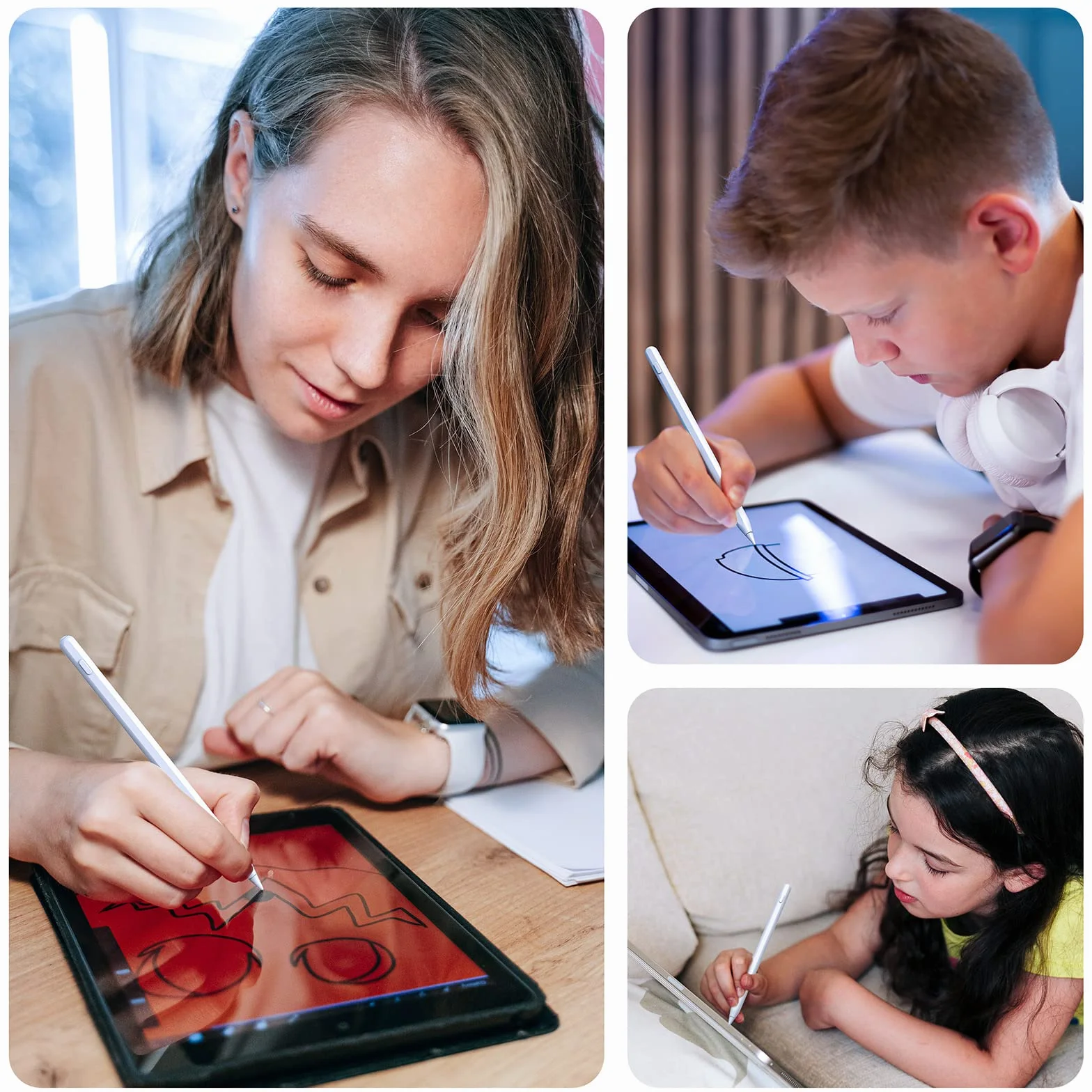 Stylet iPad Chargement Sans Fil, Stylus Pen avec Rejet de Paume, Crayon Compatible iPad 6/7/8/9/10, Pro 11" 4/3/2/1, 12,9" 6/5/4/3, Air 3/4/5, Mini 5/6