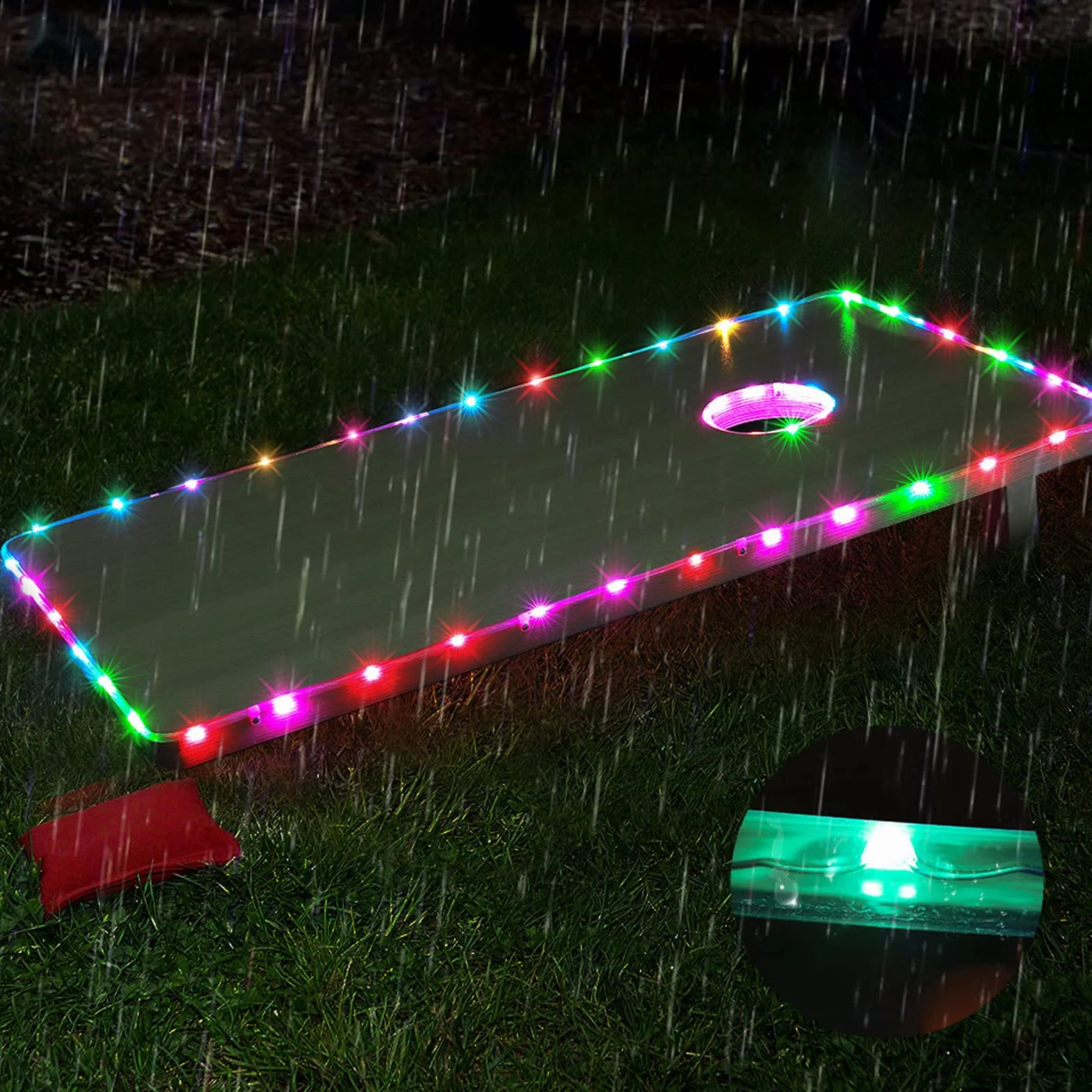 Fockety Lumières LED pour Cornhole, 2Pcs, RVB Télécommandée