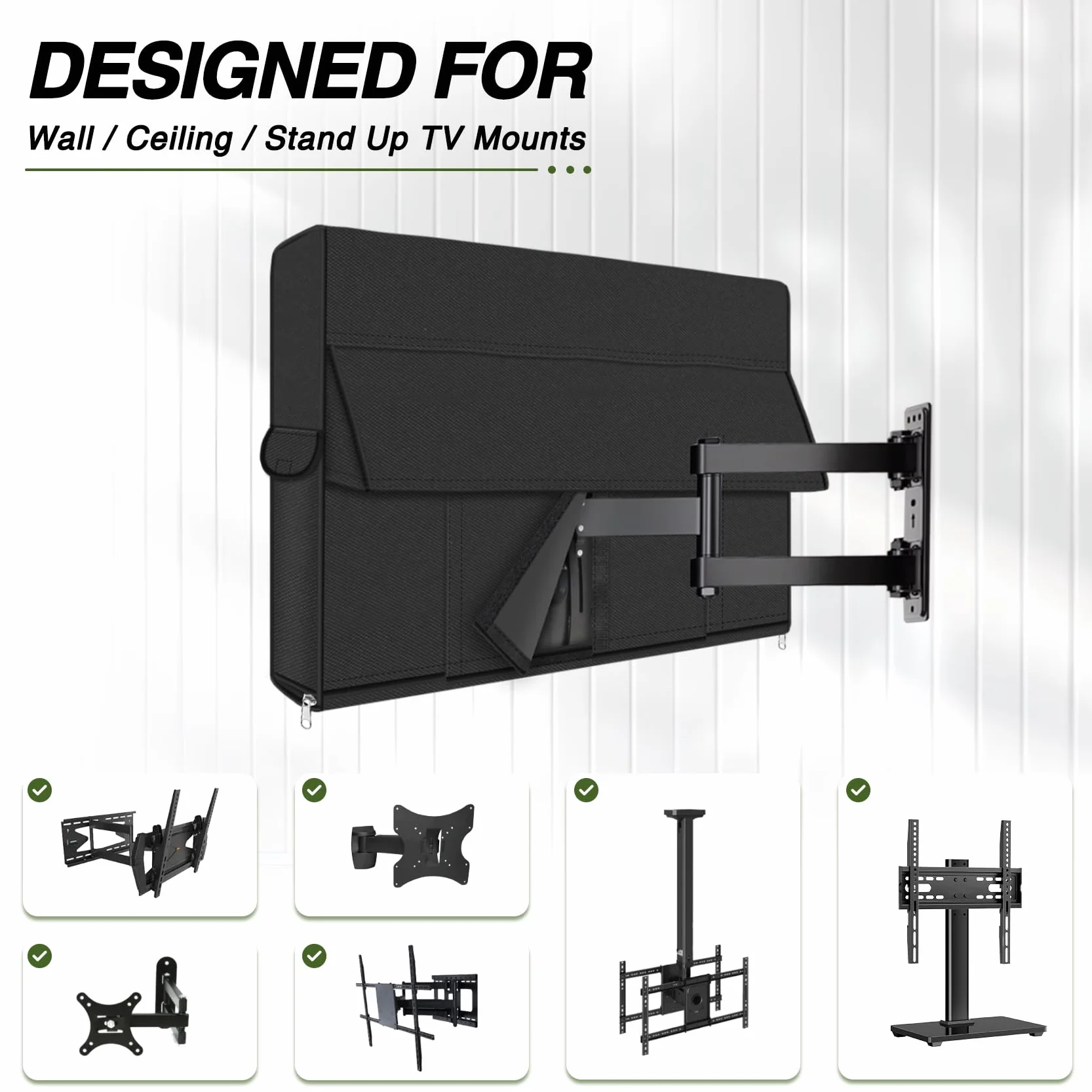 Porch Shield Housse de protection complète pour TV d'extérieur de 40 à 43" – Protection complète contre les intempéries pour TV LCD, LED, compatible avec supports muraux et supports (noir)