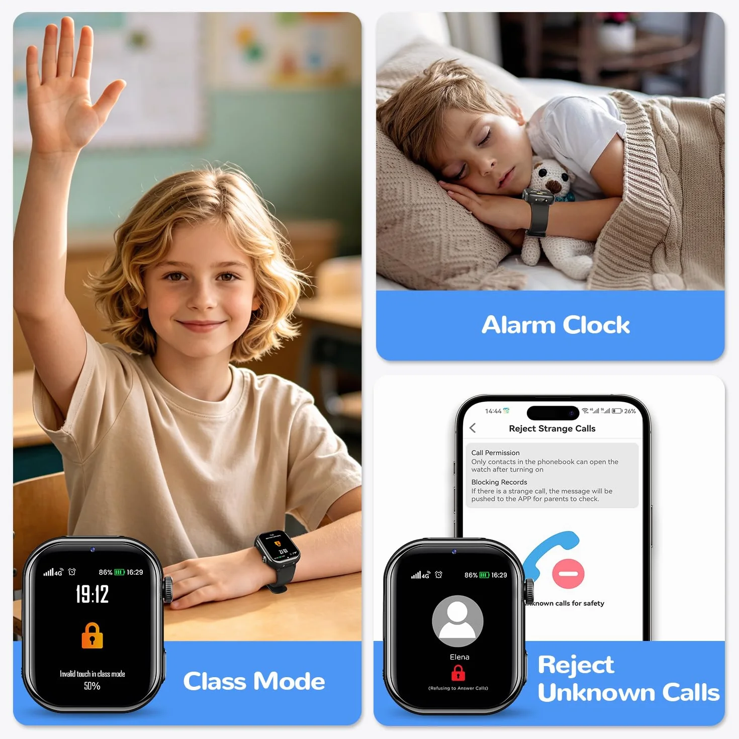 4G Montre Connectée Enfant, Montre Telephone Enfant avec GPS, Appel Vidéo, Chat Vocal, Double Caméra, SOS, Mode École, Podomètre, Réveil, Appareil Photo, IP68, Smartwatch pour Garçons Filles, Noir