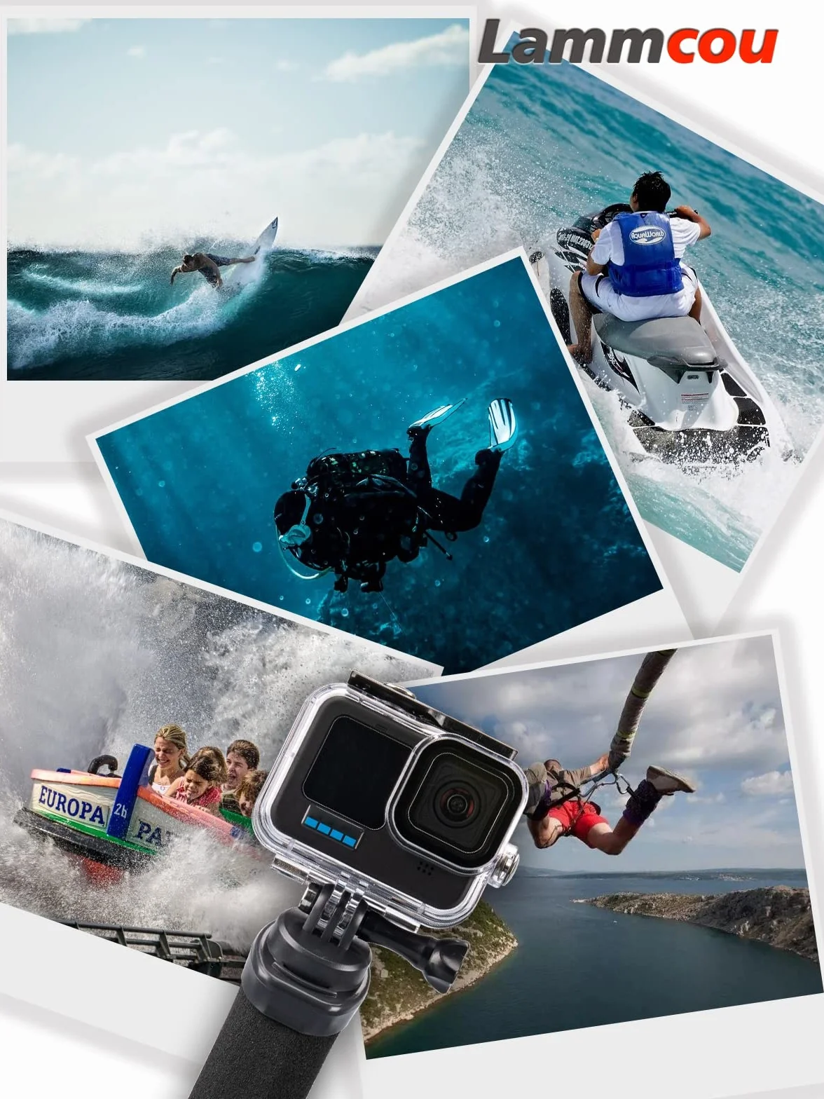 Lammcou Poignée Flottante, Go Pro étanche Handler pour plongée sous-Marine, Monopode avec Corde de sécurité et Bracelet, Floating Hand Grip pour Hero 13 12 11 10 9 Go3 X3 Accessoires