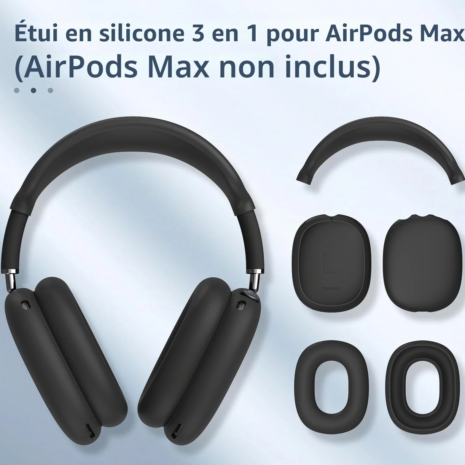 FINTIE Étui Silicone Souple pour AirPods Max 2 2026 et AirPods Max, Noir