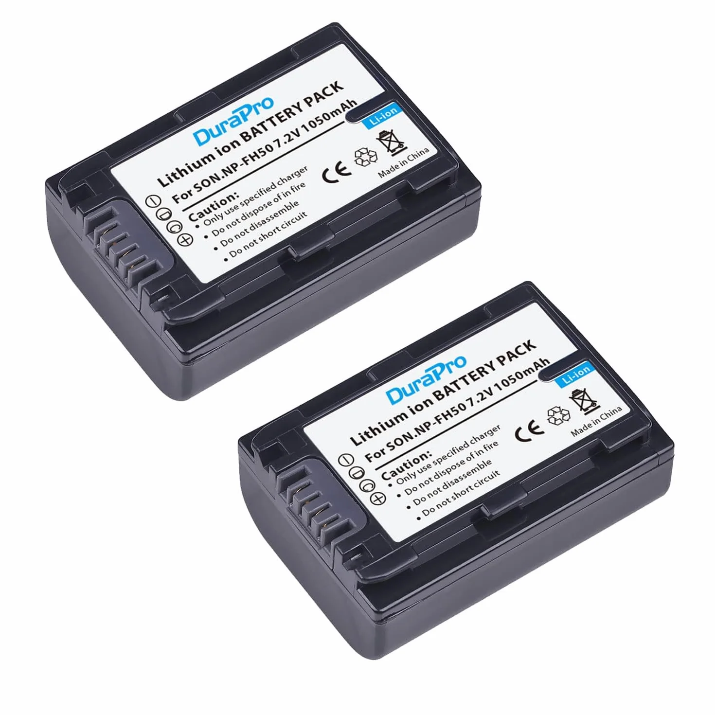 DuraPro Lot de 2 Batteries NP-FH50 NP FH50 + Chargeur de Batterie LCD USB pour Sony NP-FH30, NP-FH40, NP-FH50, NP-FH60, NP-FH70, NP-FH100, série H, Sony DCR-SR32, DCR-SR33,DCR-SR35,DCR-SR36,DCR-SR48