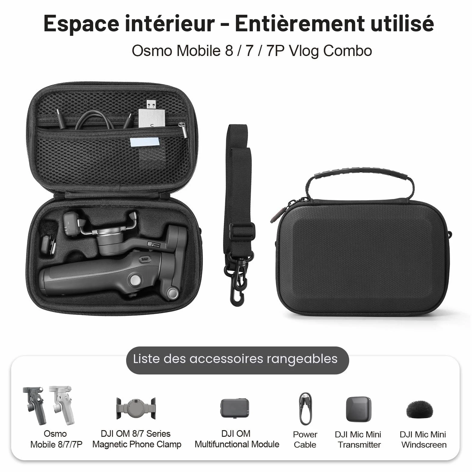 DJI Osmo Mobile 8/7P Sac de Rangement Portable Compact pour Vlog Combo Accessoires