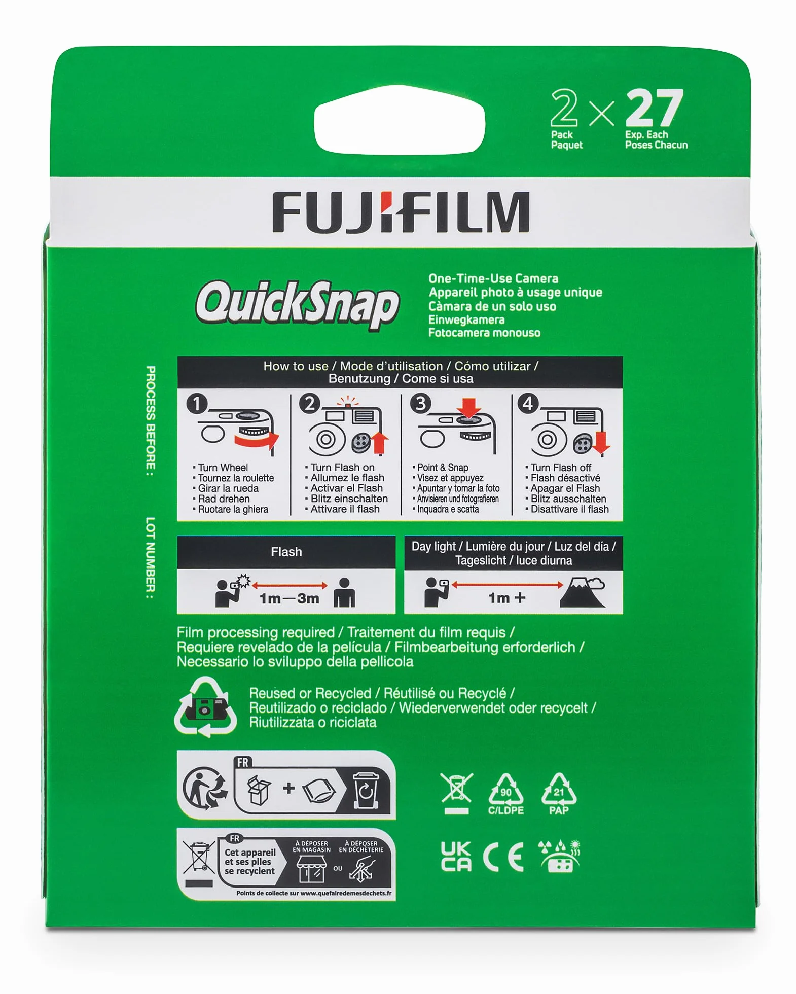 Fujifilm QuickSnap Flash 400 Lot de 2 appareils Photo à Usage Unique