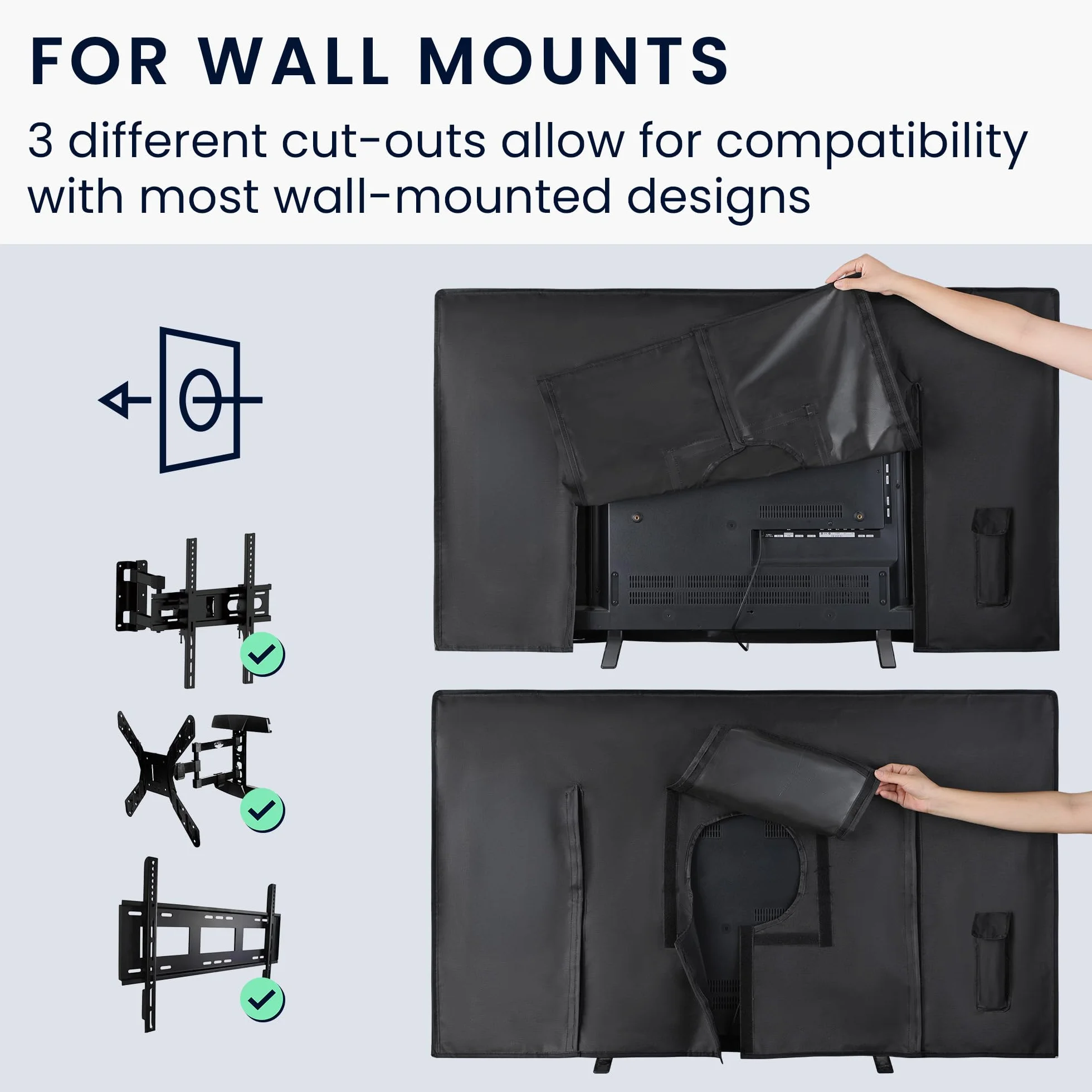 kwmobile Housse écran TV compatible 75" TV - Housse protection TV extérieure contre intempéries poussière éclaboussures noir