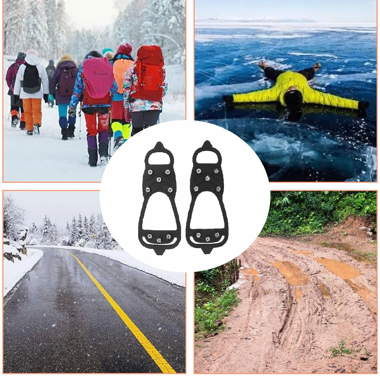Crampons Antidérapants pour Randonnée, Escalade, Marche - 8 Dents