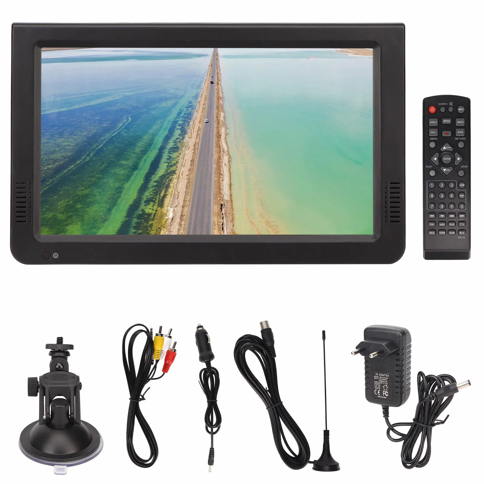Téléviseur Portable 10 Pouces 1080p LED à Batterie Rechargeable avec Haut-parleurs USB AV