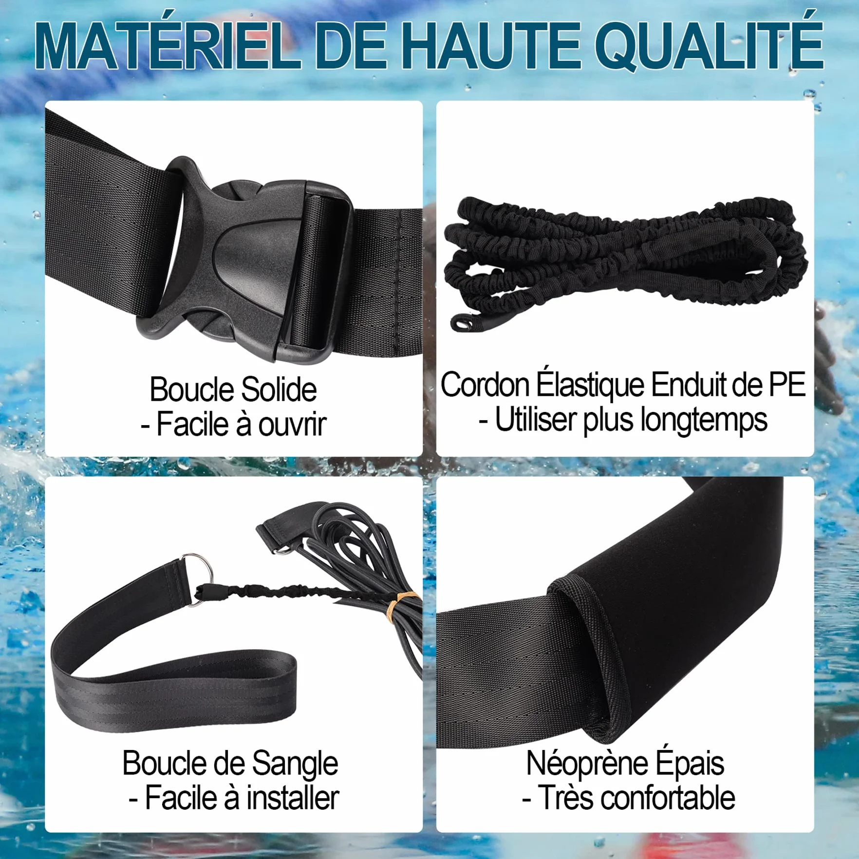 Boosteady Ceinture de Natation Piscine 3.6M réglable Entraînement Enfants Adultes