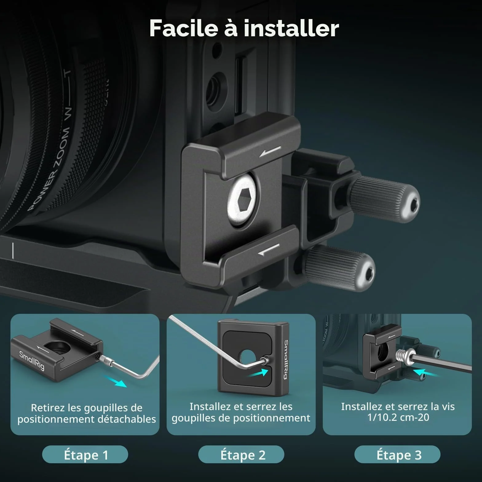 SMALLRIG Adaptateur de montage anti-torsion pour griffe froide (2 PCS) avec vis 1/4"-20,pour microphone de moniteur de lumière LED flash,avec broches anti-torsion,compatible avec la cage SmallRig-5032