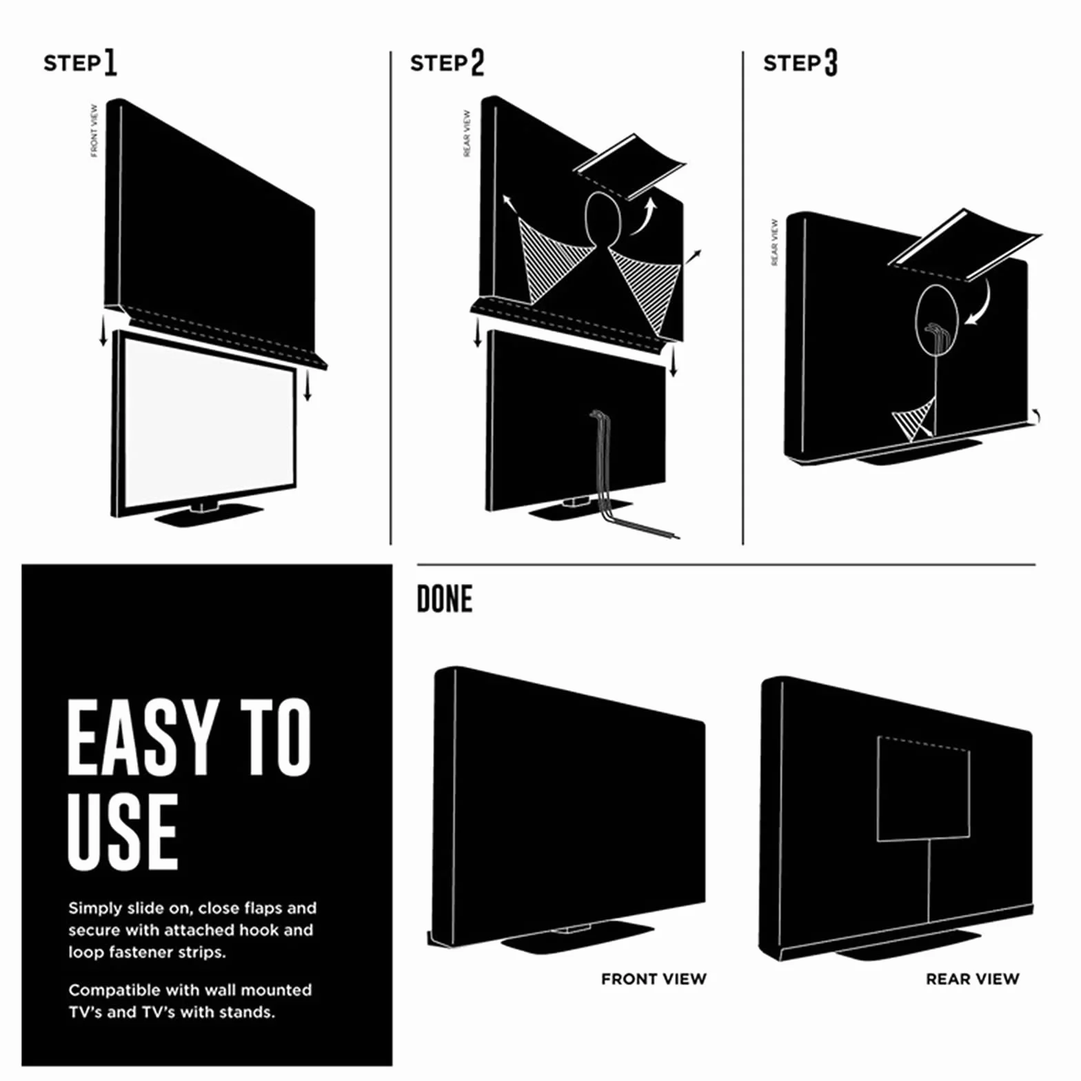 Housse de Protection d'extérieur TV 600D Polyester Tissu Imperméable UV Écran Plat TV Protecteur D'affichage Pour 50 ''à 70 ''LCD LED (For 60-65 inch TV)