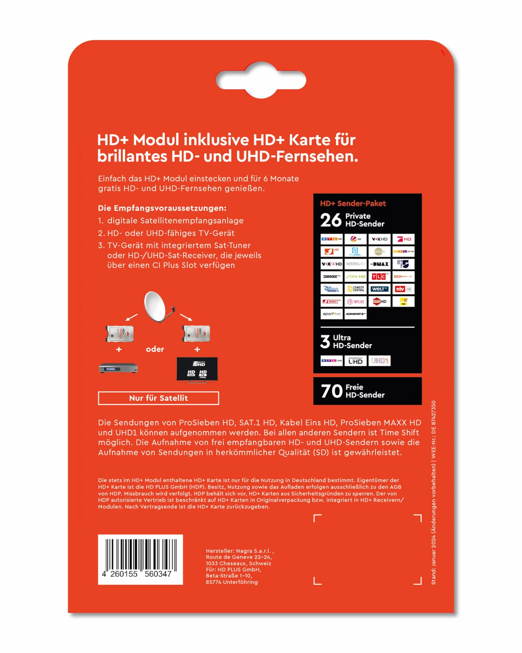 Module HD+ avec émetteur HD+ Gratuit Pendant 6 Mois