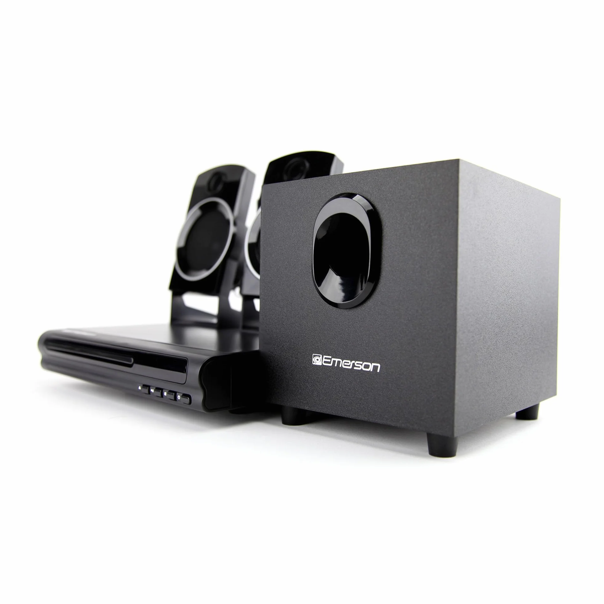 Emerson ED-8050 Système Home Cinéma 2.1 Canaux Lecteur DVD Son Surround Subwoofer Sortie HDMI Lecture USB Haut-Parleurs