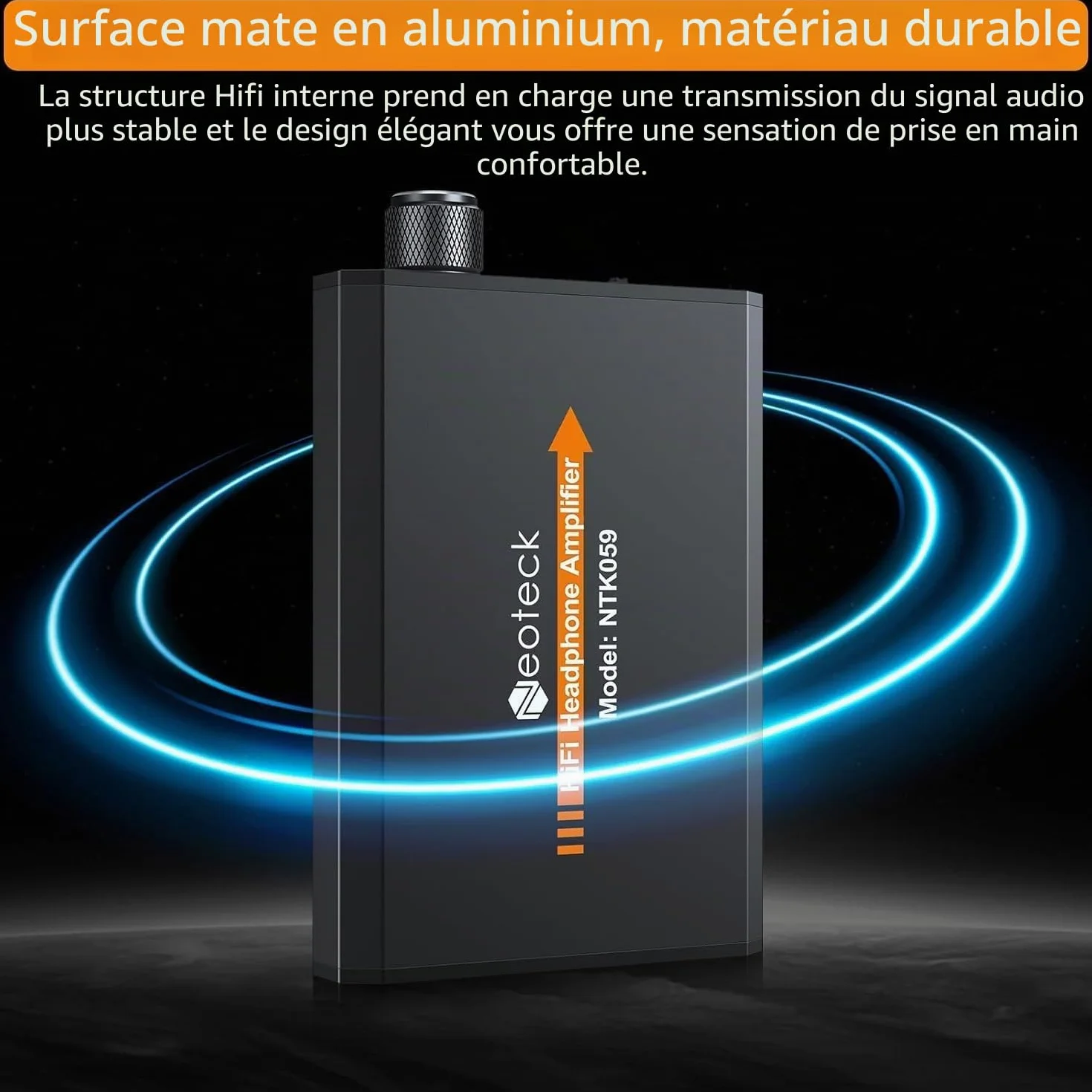 Neoteck Amplificateur de Casque Portable Audio 3.5 mm Casque HiFi Écouteurs avec Batterie au nLithium Mat Surface en Aluminium pour MP3 MP4 Téléphones Ordinateur
