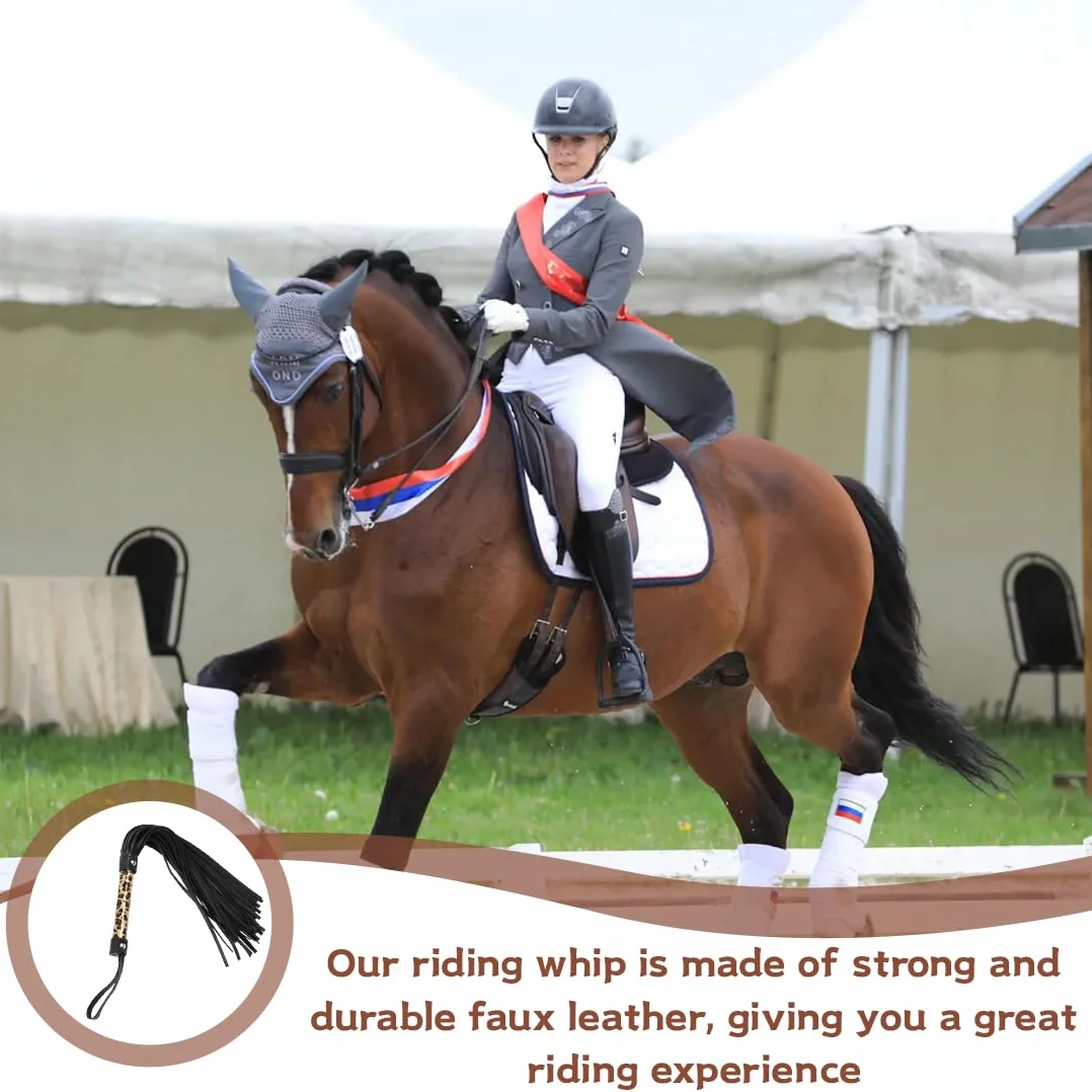Fouet De Cheval en Cuir Frangé, Cravache Équitation pour Sports en Plein Air