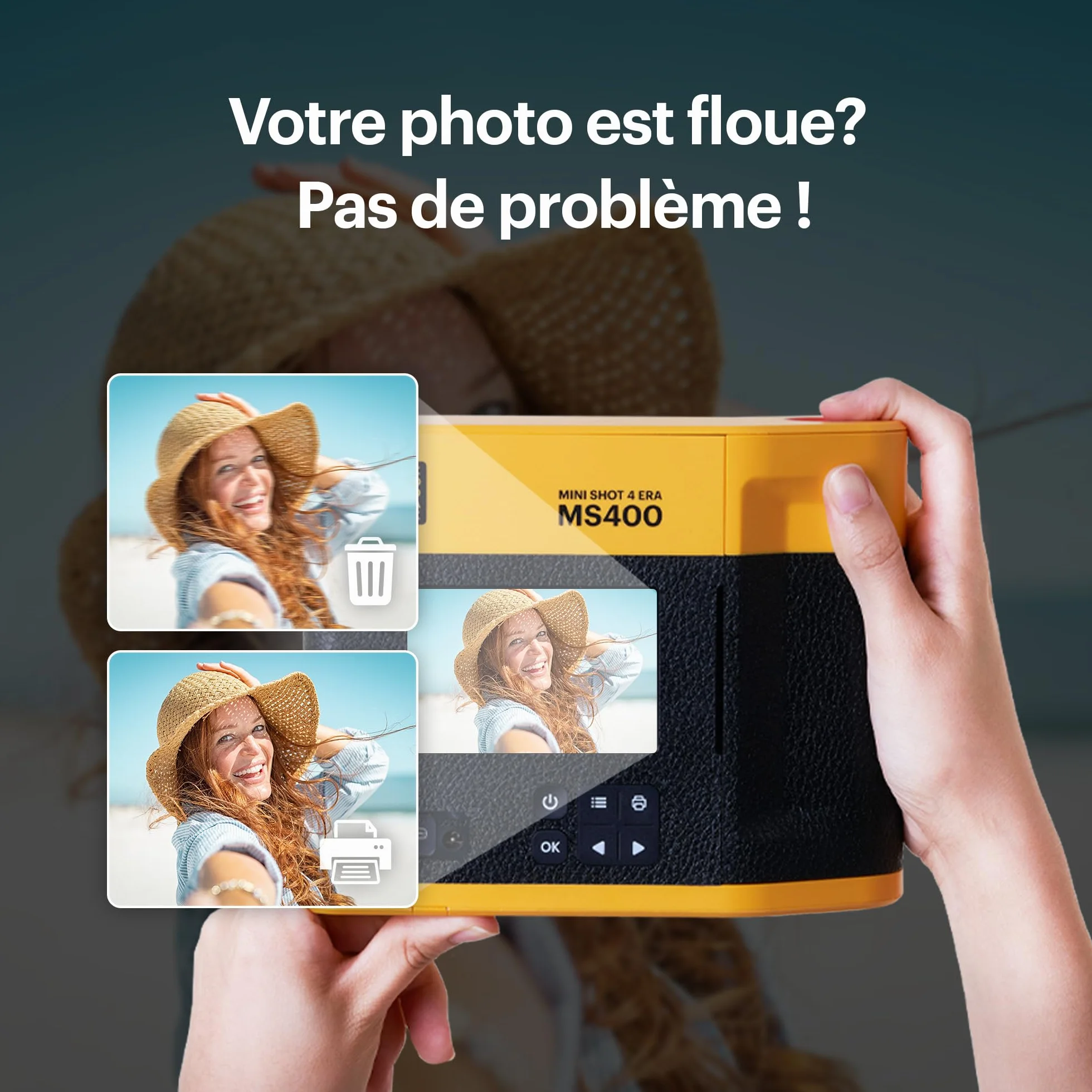 KODAK Mini Shot 4 Era Cadeau Noel 4PASS 2-in-1 Appareil Photo Instantané et Imprimante Photo Portable (10x10cm) (Lot Accessoire avec 38 Feuilles, Noir)