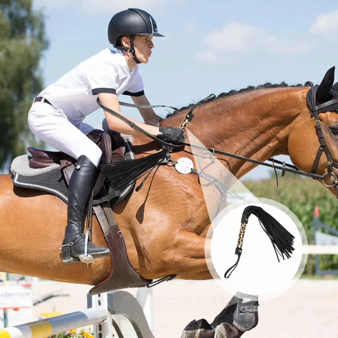 Fouet De Cheval en Cuir Frangé, Cravache Équitation pour Sports en Plein Air