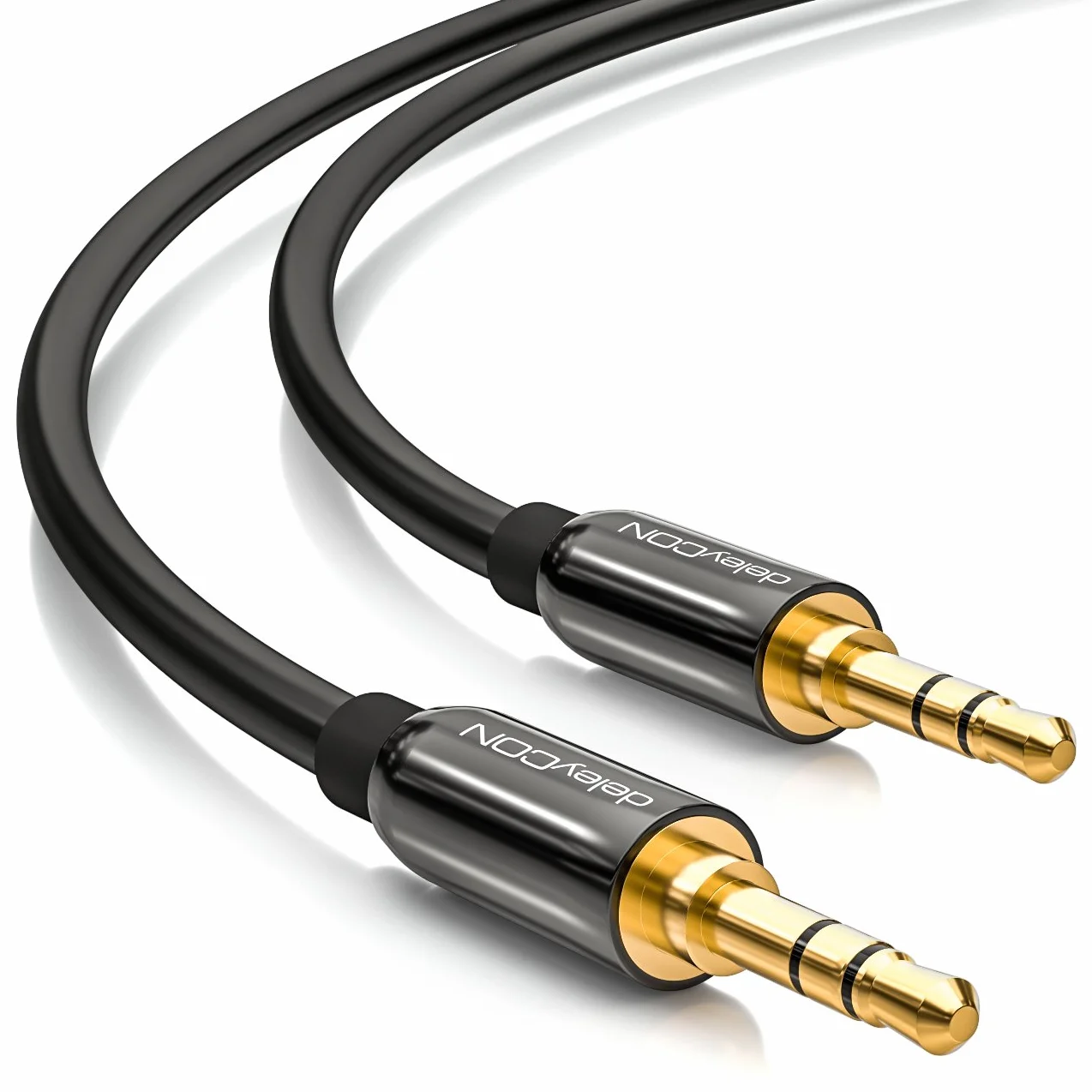 deleyCON 10m Câble Jack 3,5mm AUX Câble Audio Stéréo Fiche Jack Droite pour PC Laptop Smartphone Tablette Voiture Récepteur HiFi - Noir