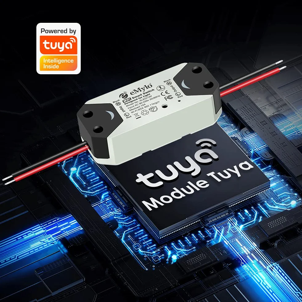 eMylo Commutateur WiFi intelligent Interrupteur d'éclairage universel Smart Home DIY Module de relais sans fil Télécommande Minuterie Commande vocale avec Alexa, Google Home Via Android IOS 1PC