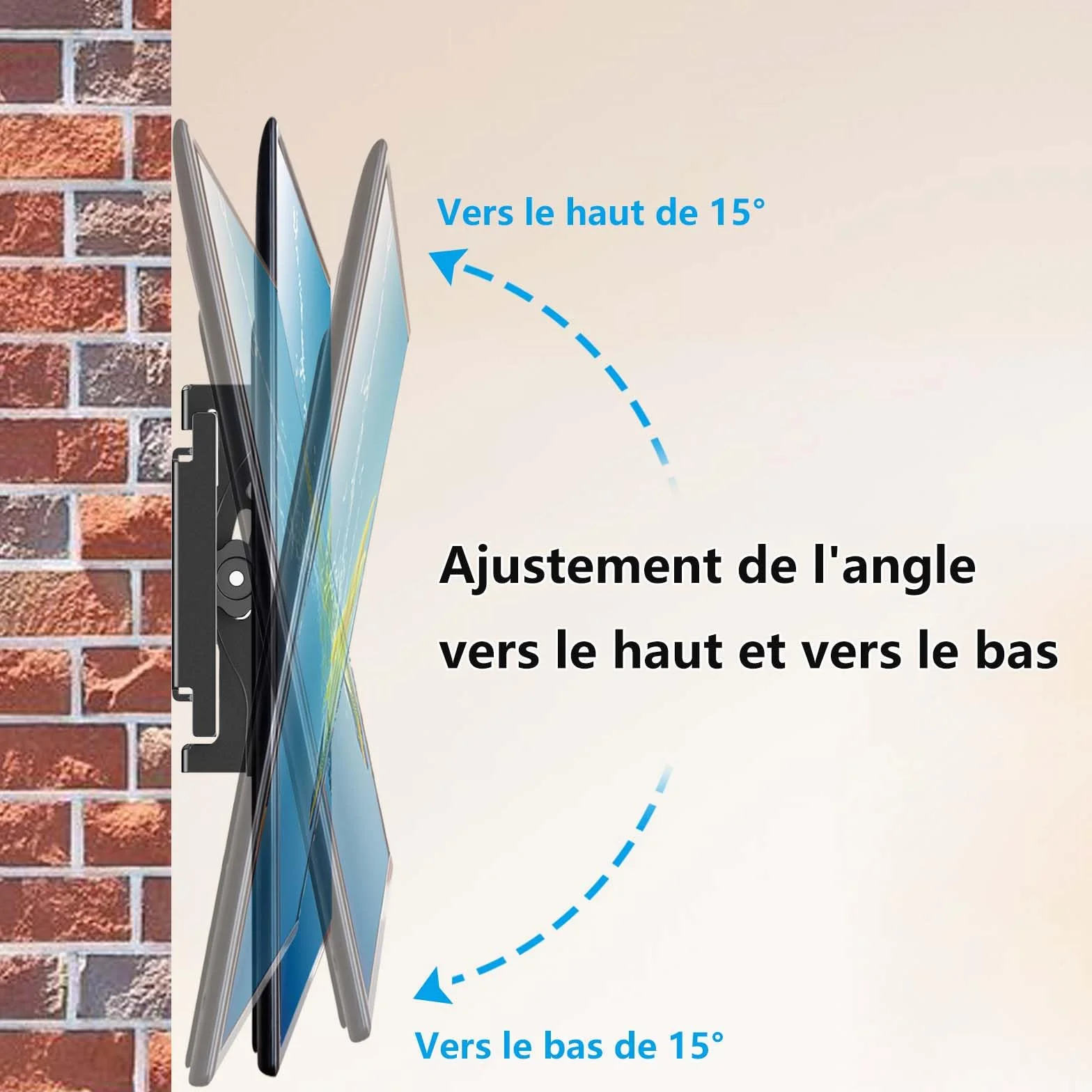 Support Mural TV inclinable pour la Plupart 32 à 68", VESA Jusqu’à 400x400mm et Charge maximale 60 KG, 40 43 50 55 58 60 65 Pouces réglable Rack Mural pour TV,Support TV Mural,TV Wall Mount