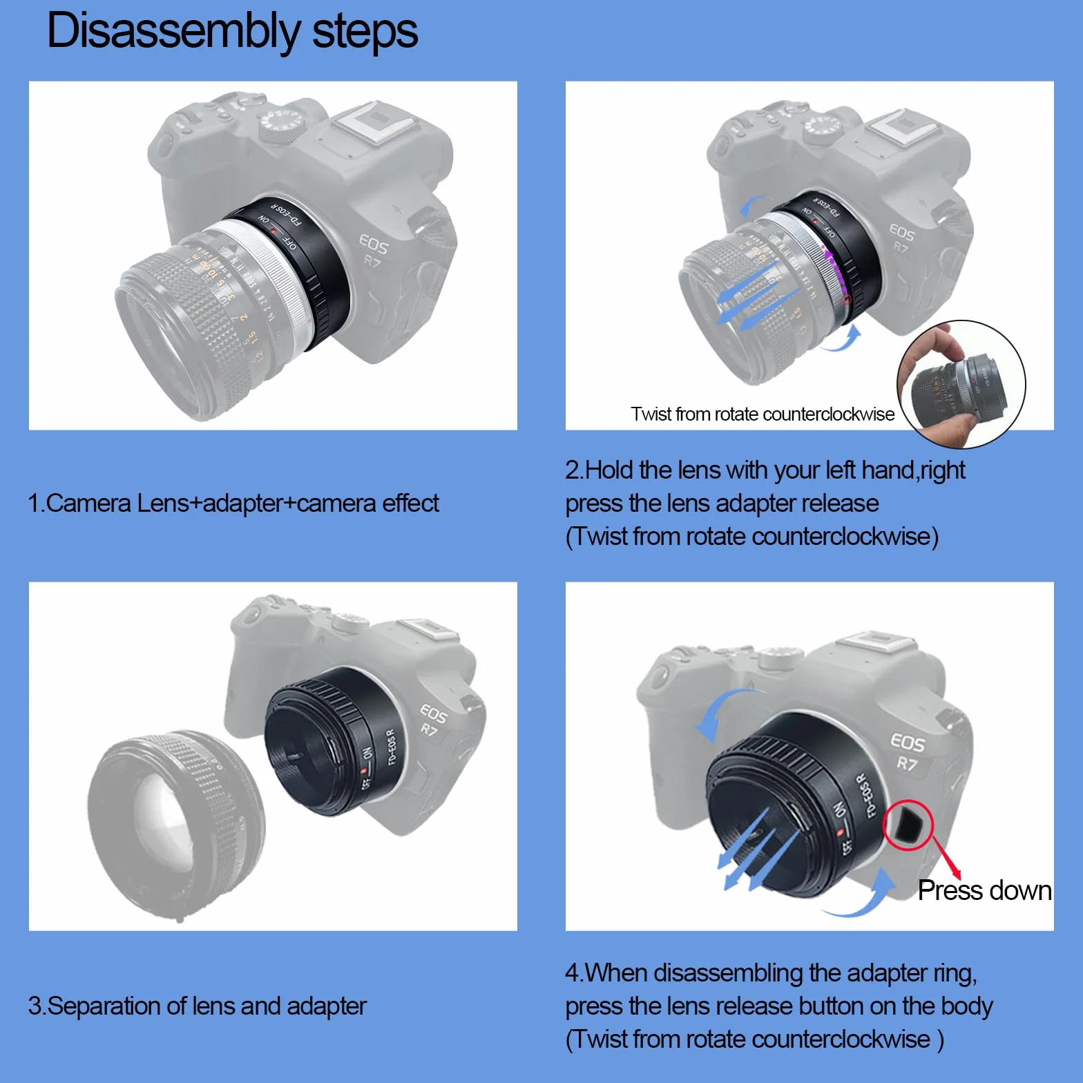 FD-EF R Bague d'adaptation pour Objectif FD/FL Compatible avec Appareil Photo EF R-Mount EF RF RP, FD to EFS R