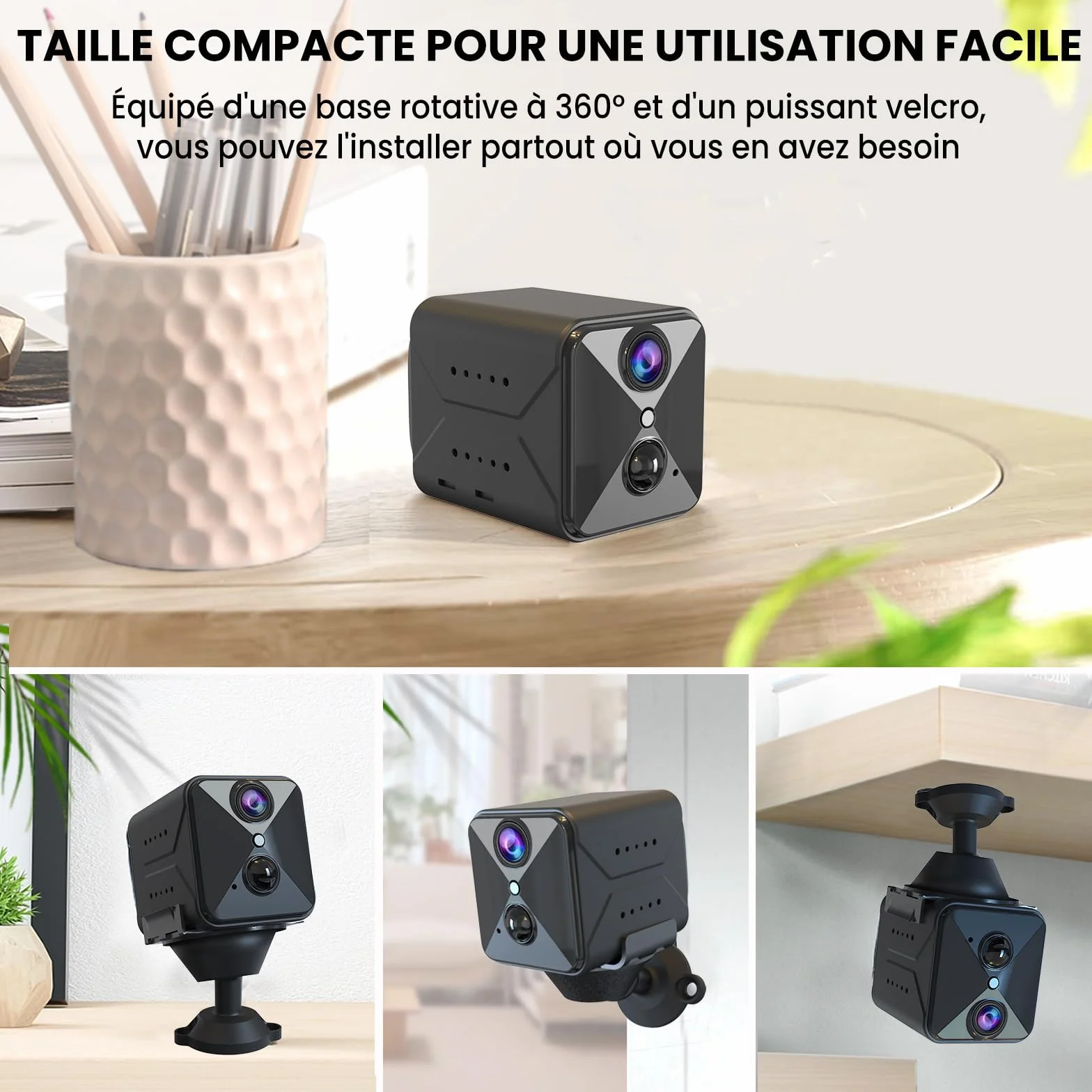 Javiscam Mini Camera WiFi 4K Surveillance Intérieur Extérieur Sans Fil Batterie Longue Durée Détection Mouvement Vision Nocturne