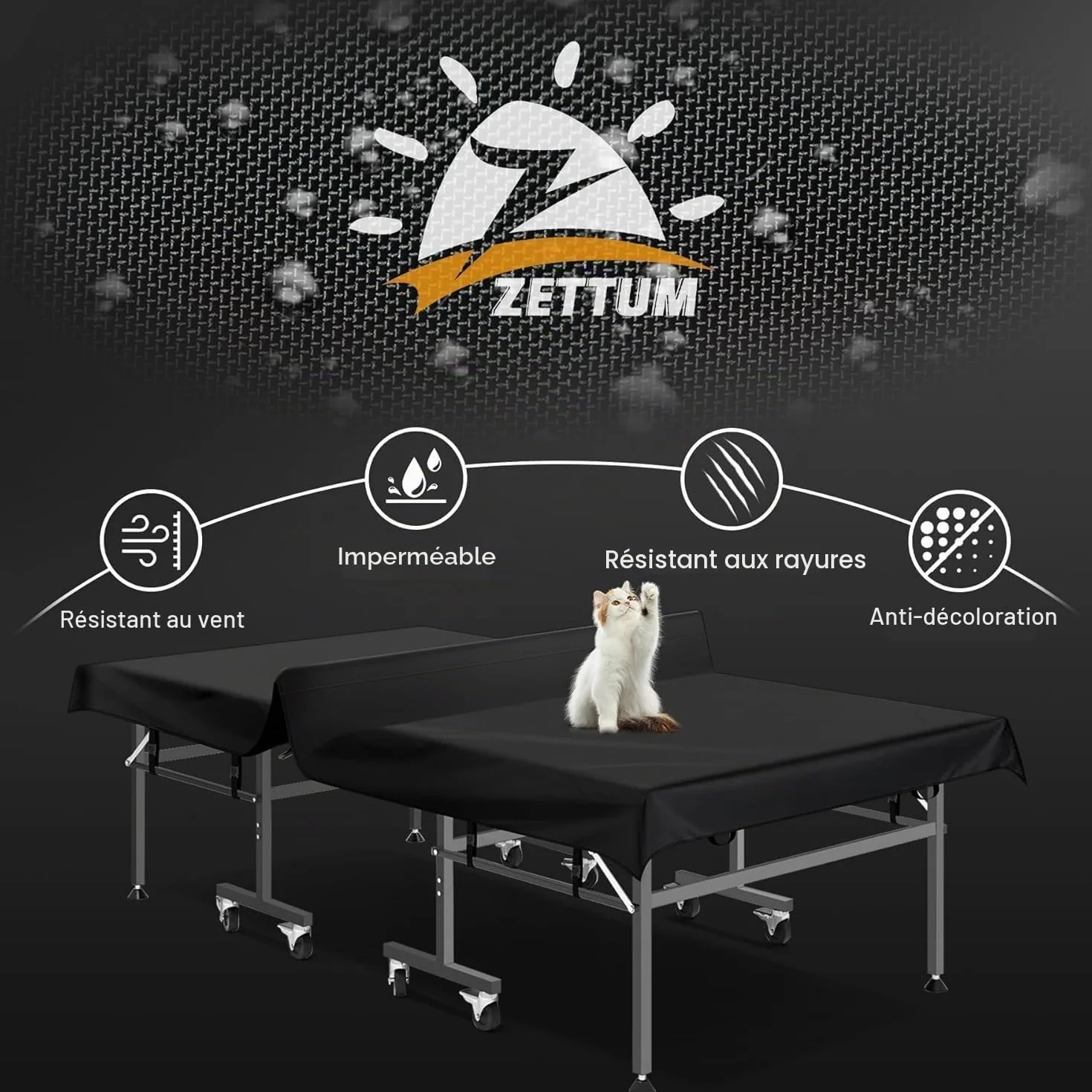 Zettum Housse Table Ping Pong Extérieure 188L x 155H CM 600D Oxford Anti-déchirure