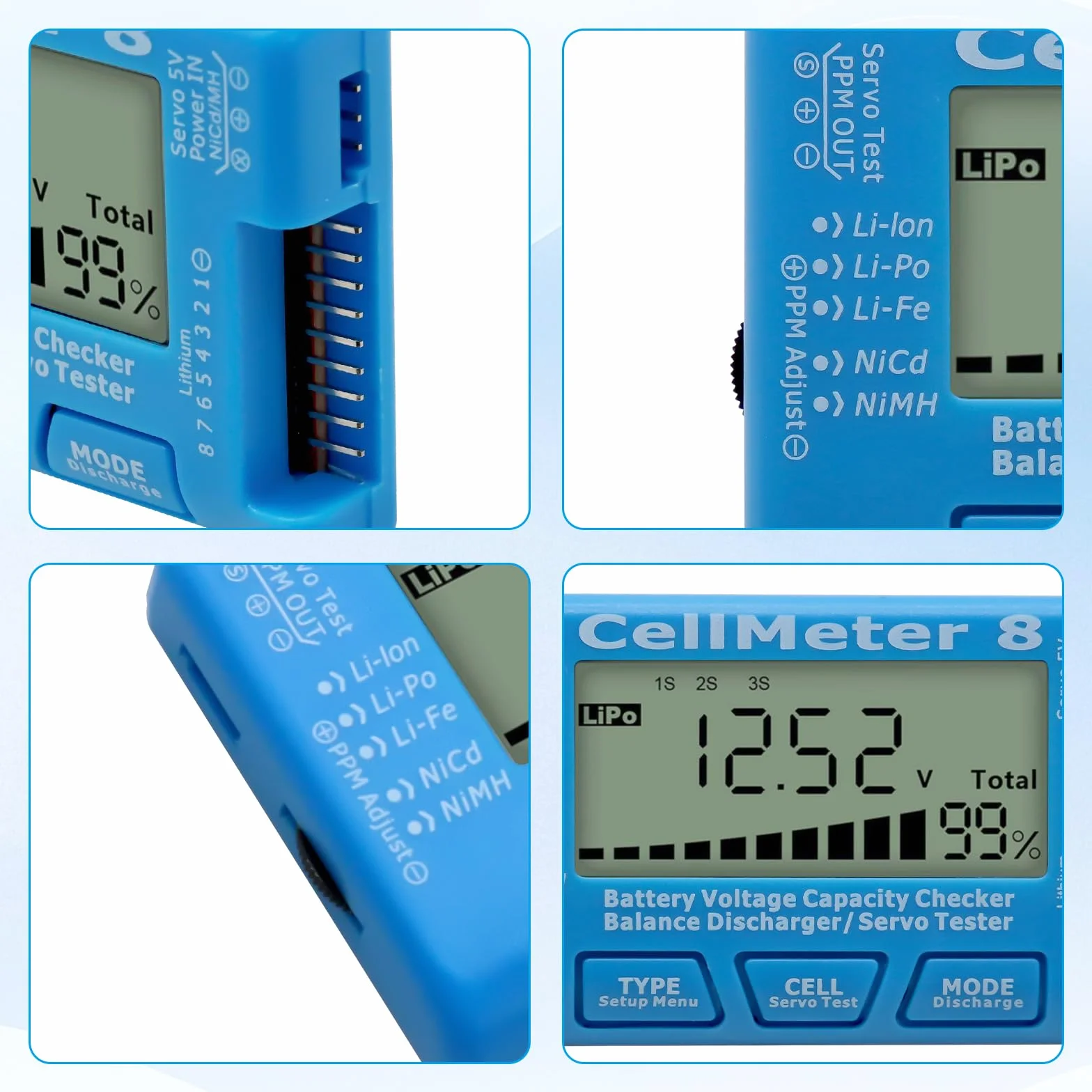 AYWHP RC 8 testeur de capacité de batterie numérique avec écran LCD pour LiPo Life Li-ION Nicd NiMH