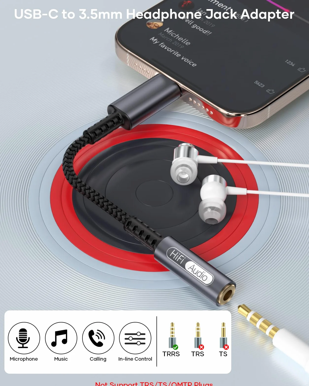 Adaptateur USB C vers Jack 3.5mm Lot de 2, USB C Casque Audio DAC Type C vers Aux Compatible iPhone 16 15 iPad Samsung S25 S24, Gris