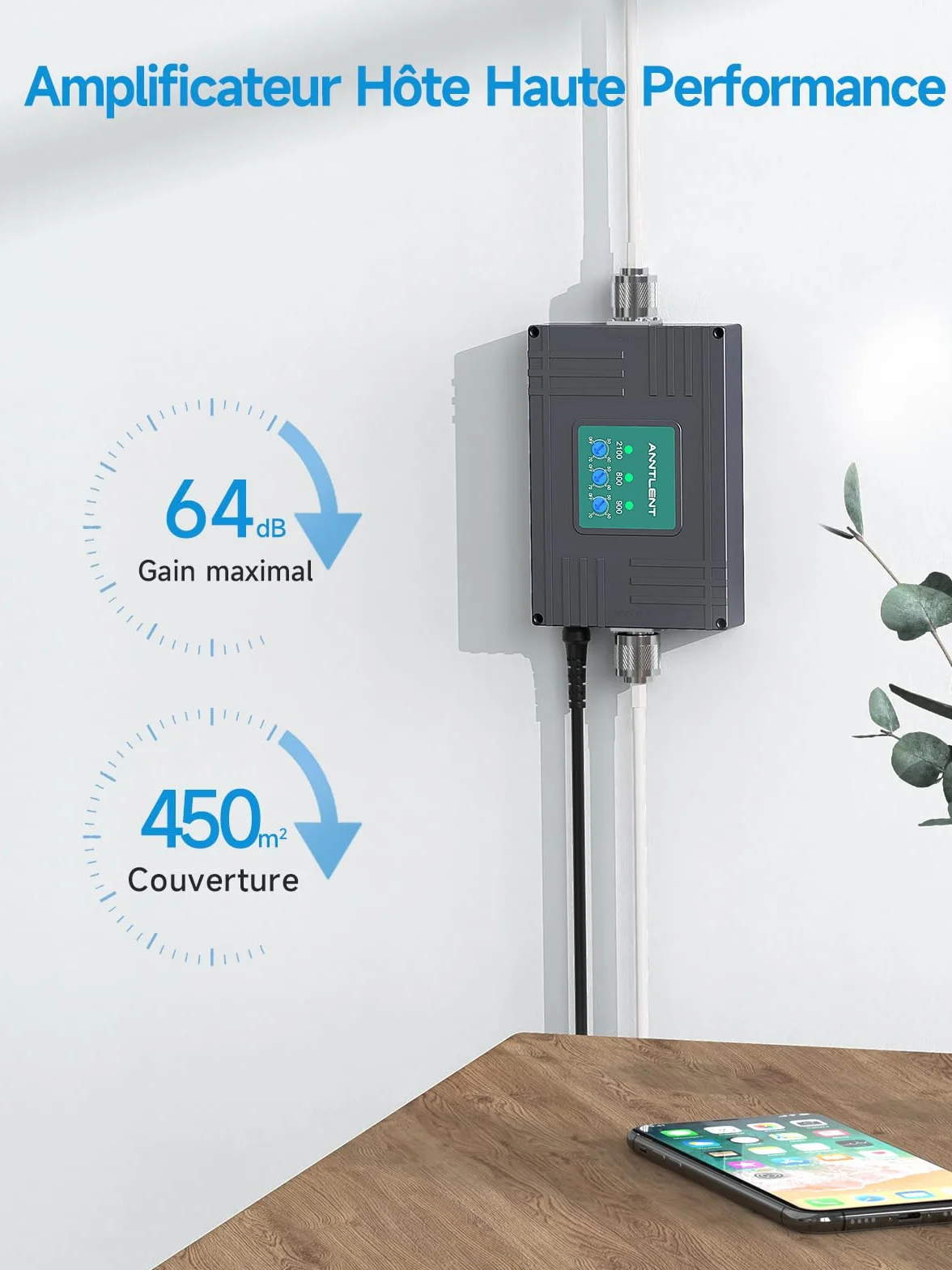ANNTLENT Amplificateur 4G 3G Bande 1/8/20, LTE GSM WCDMA Amplificateur de Signal Cellulaire Tri-Bande pour Tous Opérateurs, Support Multi-Appareils,pour Maison/Bureau