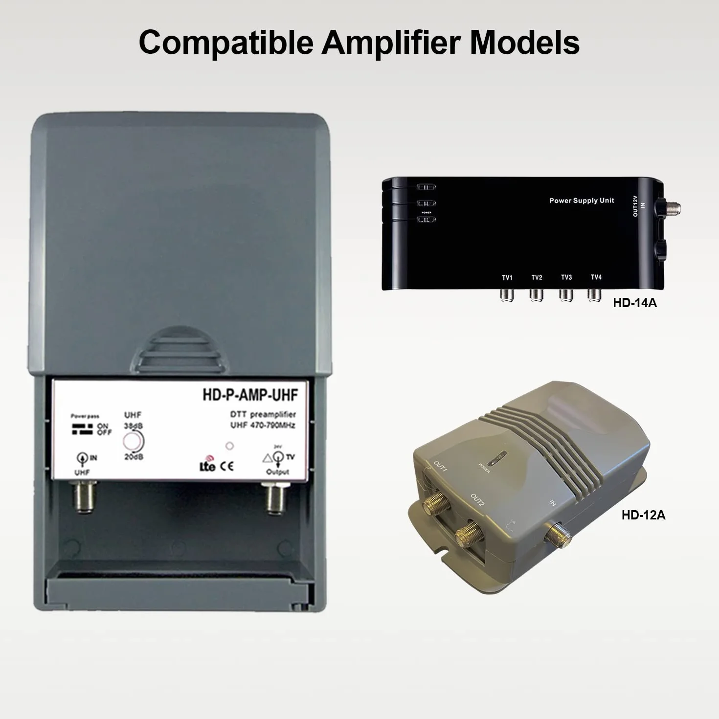 LEYF Preamplificateur TV/Gain réglable 15-38 dB/Amplificateur Antenne TV/Ampli pour TNT HD Signal UHF 470-790MHz
