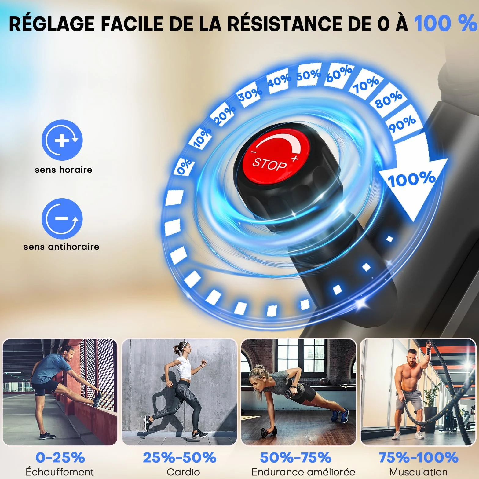 CHAOKE Vélo d'appartement Silencieux Résistance Magnétique Réglable App écran LCD Capacité 150KG