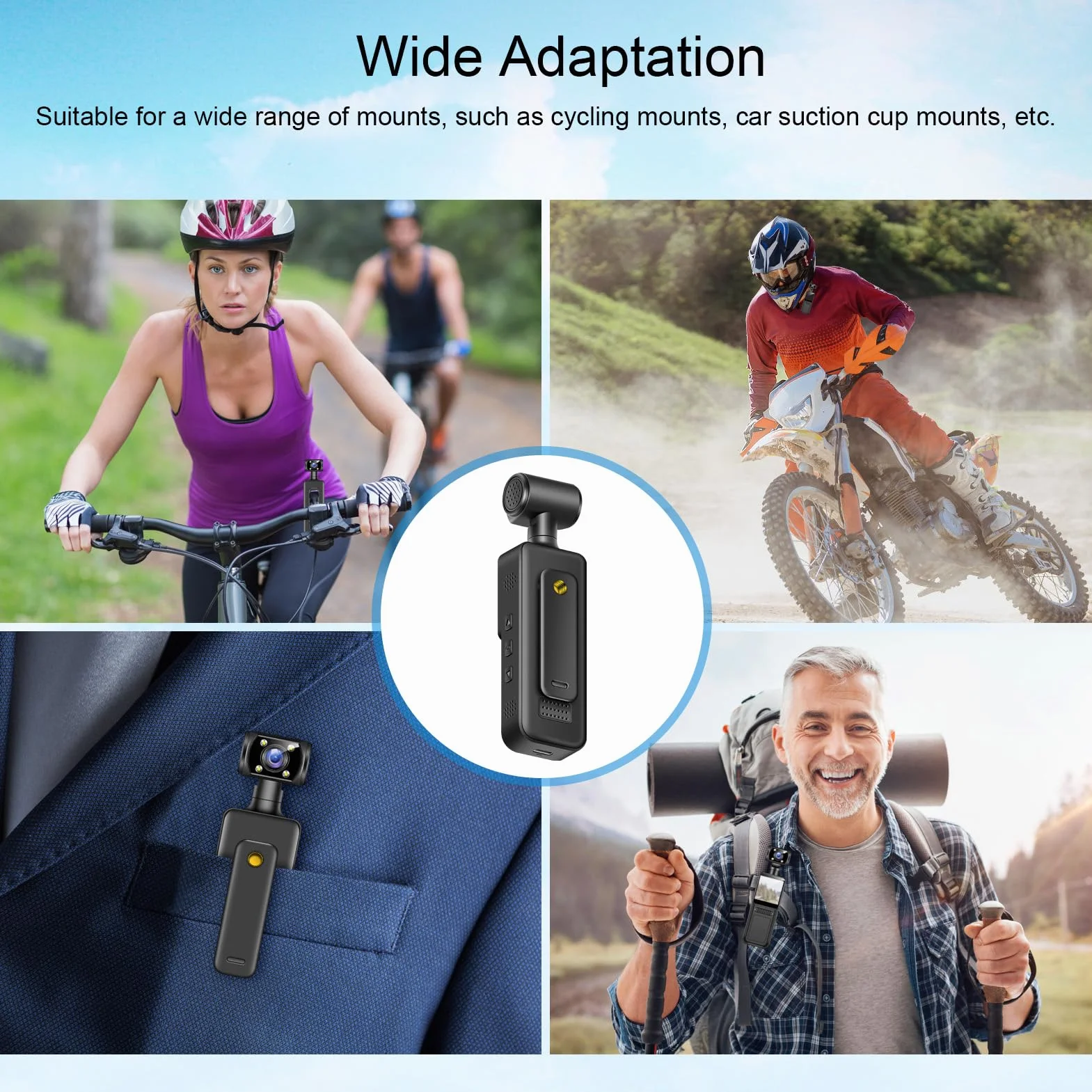 Topiky Caméra d'action WiFi 4K HD, 180 ° Rotatif 4K HD WiFi Camcommande de Poche, Caméra Corporelle avec Enregistrement Audio et Vidéo, Caméscope usé pour Les Voyages Sportifs en Plein