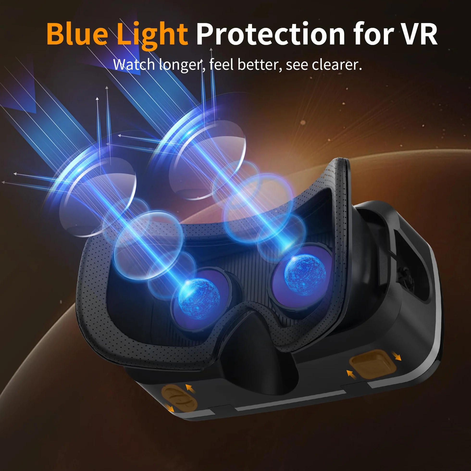 XWP Casque VR avec Écouteurs, Lunettes de Réalité Virtuelle 3D pour Téléphone Portable, Lentilles HD Anti-Bleu, pour iPhone Android 4.7-7.2"