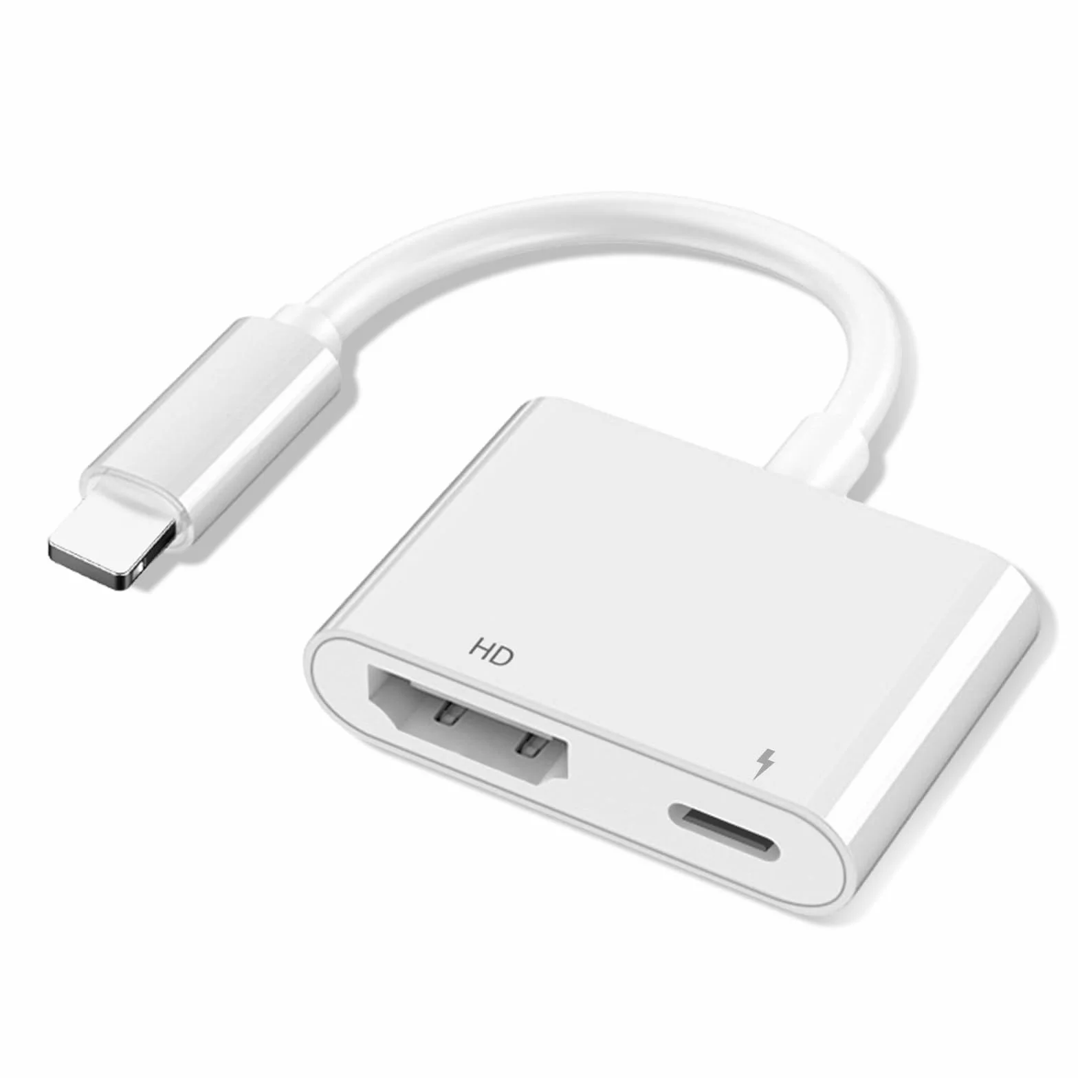 Adaptateur HDMI pour iPhone, Adaptateur AV numérique HDMI Lightning 1080P avec synchronisation Audio/vidéo et Conversion d'écran, Port de Charge Lightning