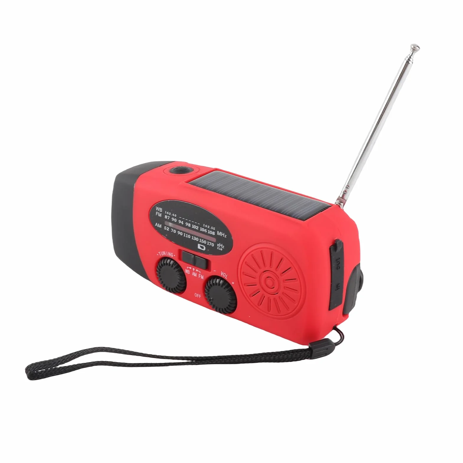 Radio solaire d'urgence FM/AM/NOAA avec lampe de poche 3 LED et batterie externe 1000 mAh