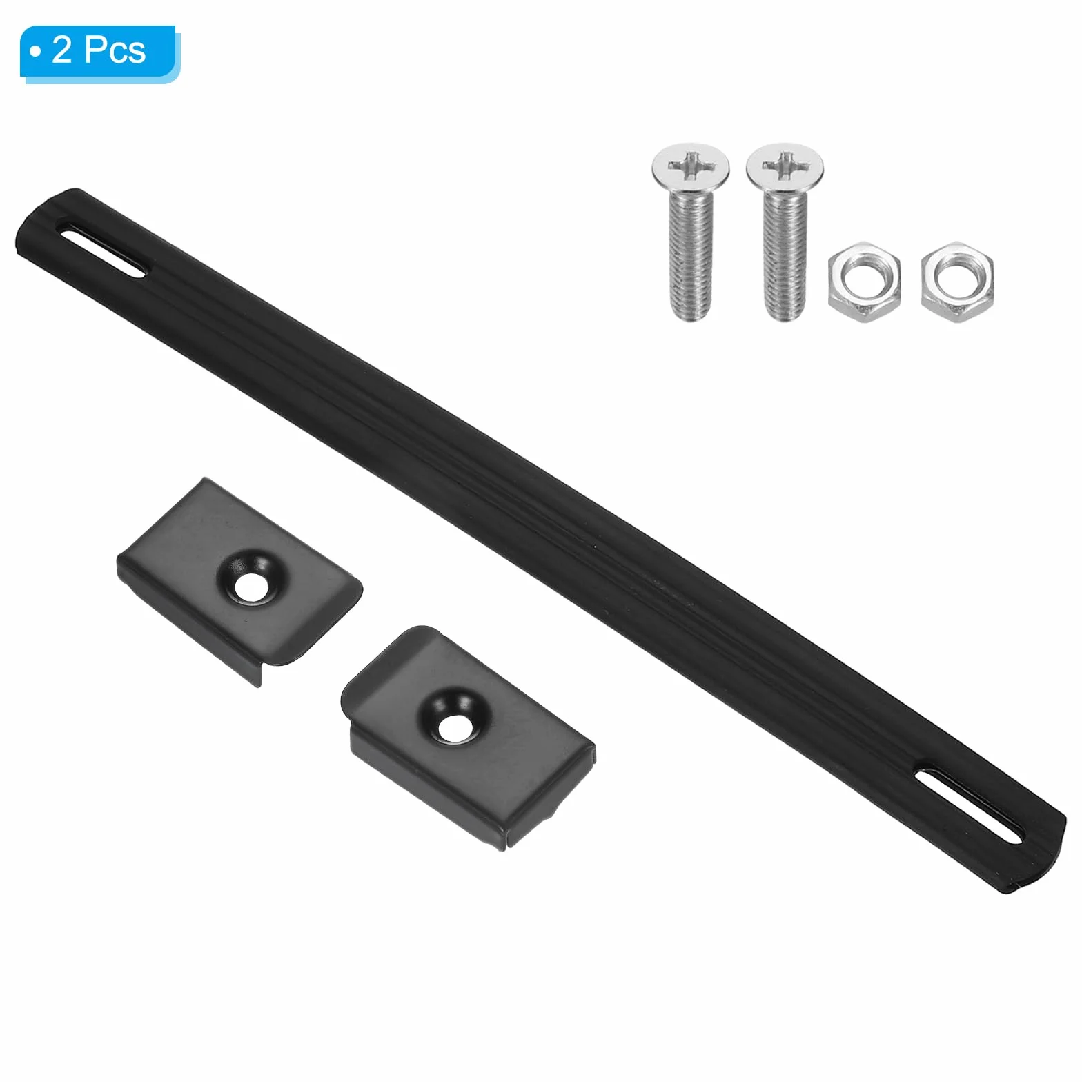 PATIKIL Poignée de Remplacement 9,5 Pouces, 2 Pièces Poignée de Sangle en Caoutchouc pour Enceintes d'Amplificateurs avec Embouts Métalliques et Accessoires de Fixation, Noir